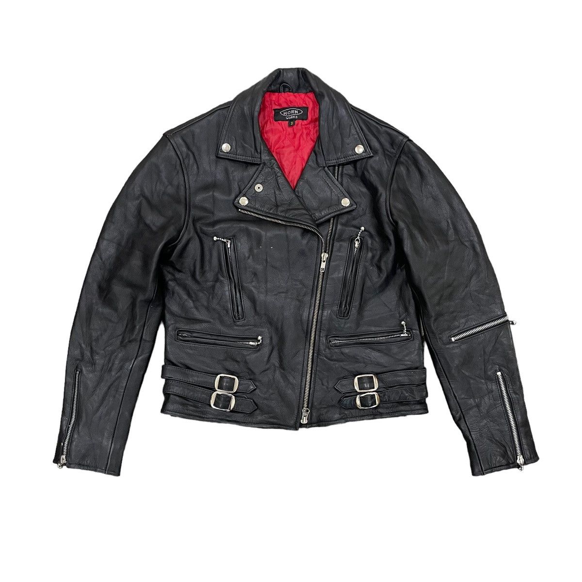 Genuine Leather × Vintage Horn Work Genuine Leather Punk Motorcycle Bikers Jacket Size M / US 6-8 / IT 42-44 - 1 Thumbnail
