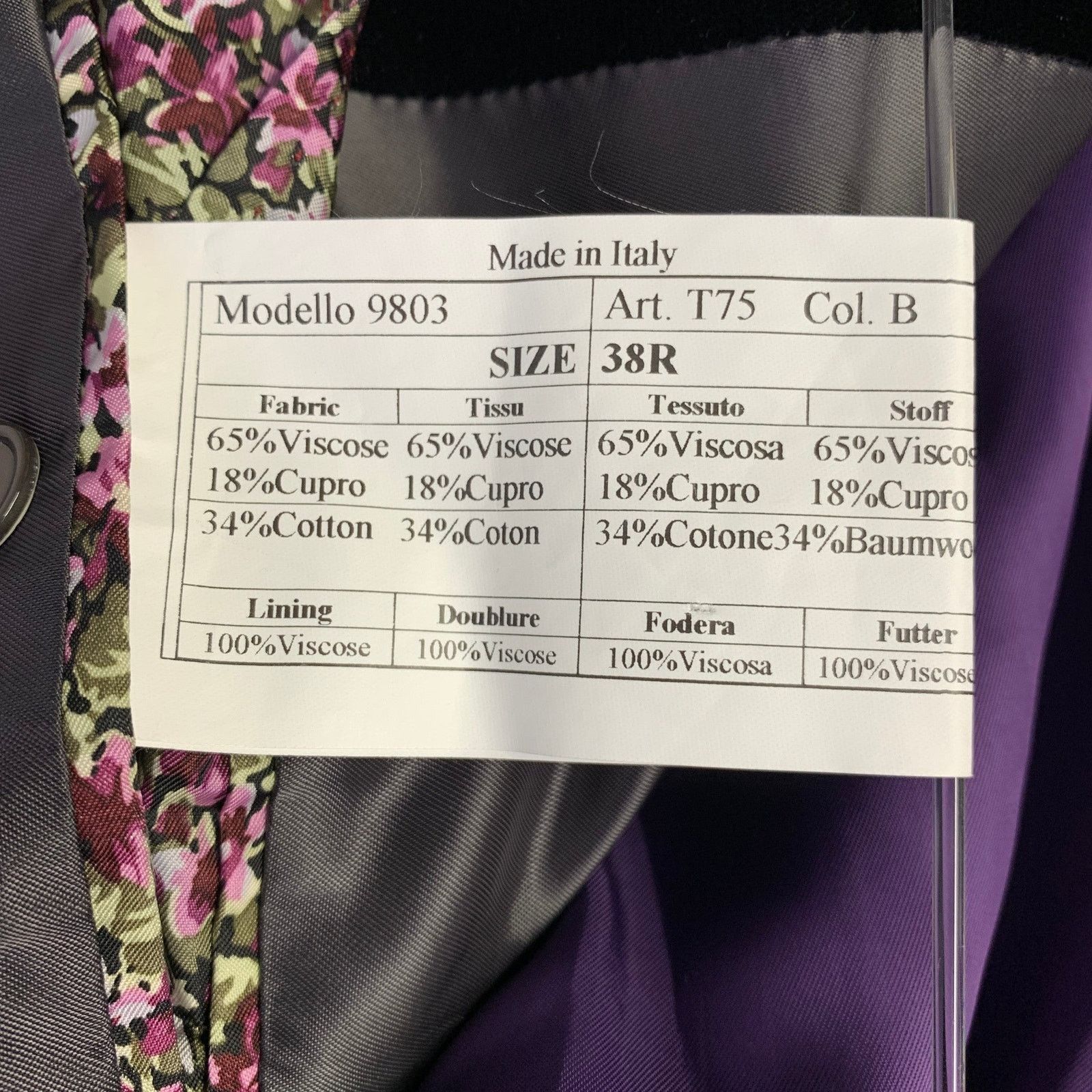 Paul Smith The Byard Black Velvet Viscose Blend Notch Lapel Sport Coat Size 38R - 9 Thumbnail