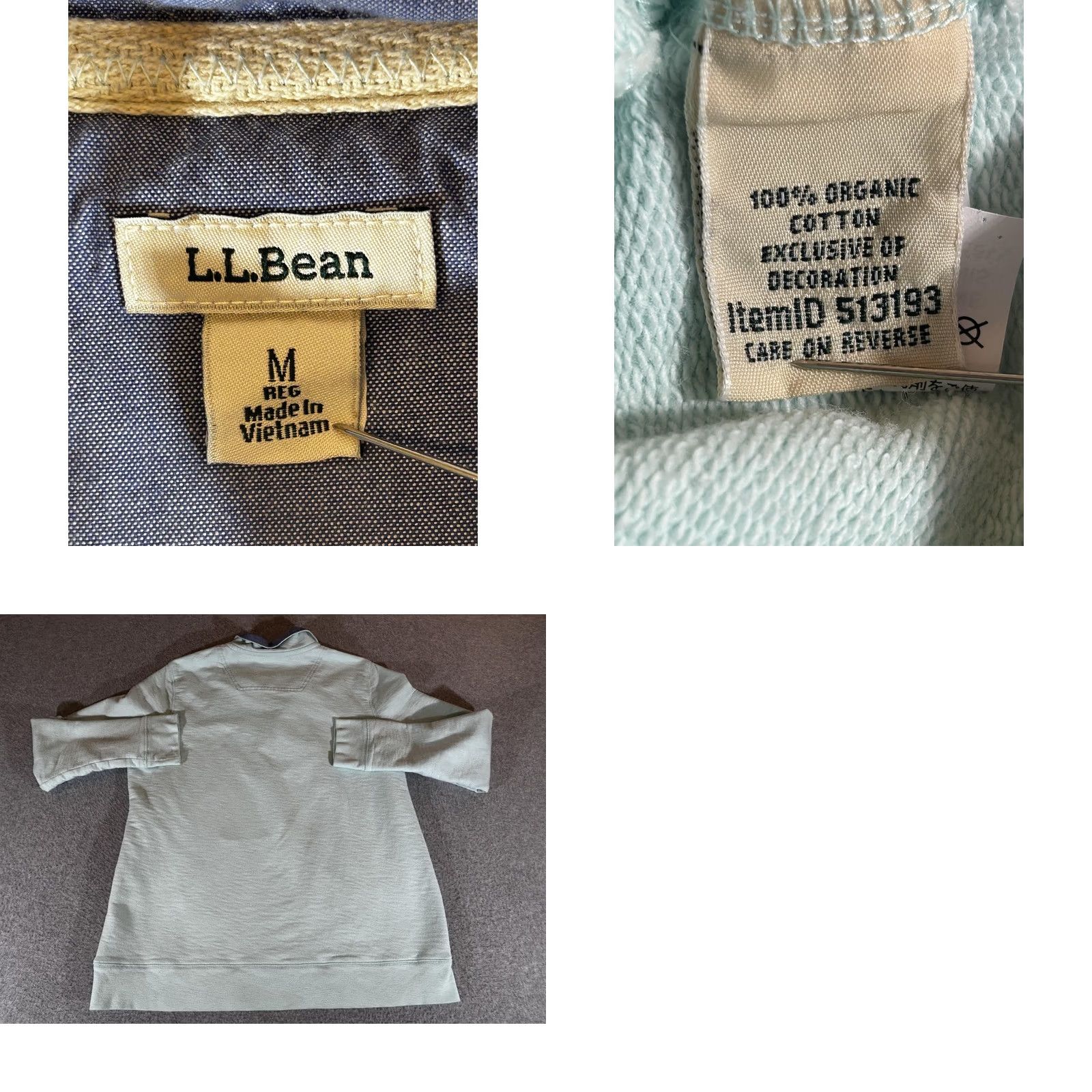 Vintage L.L. Bean Sweatshirt Womens Medium Green Organic Cotton 1/4 Zip Pullover Top Long Sleeve Regular Fit Casual Fall Womens Size M / US 6-8 / IT 42-44 - 8 Thumbnail