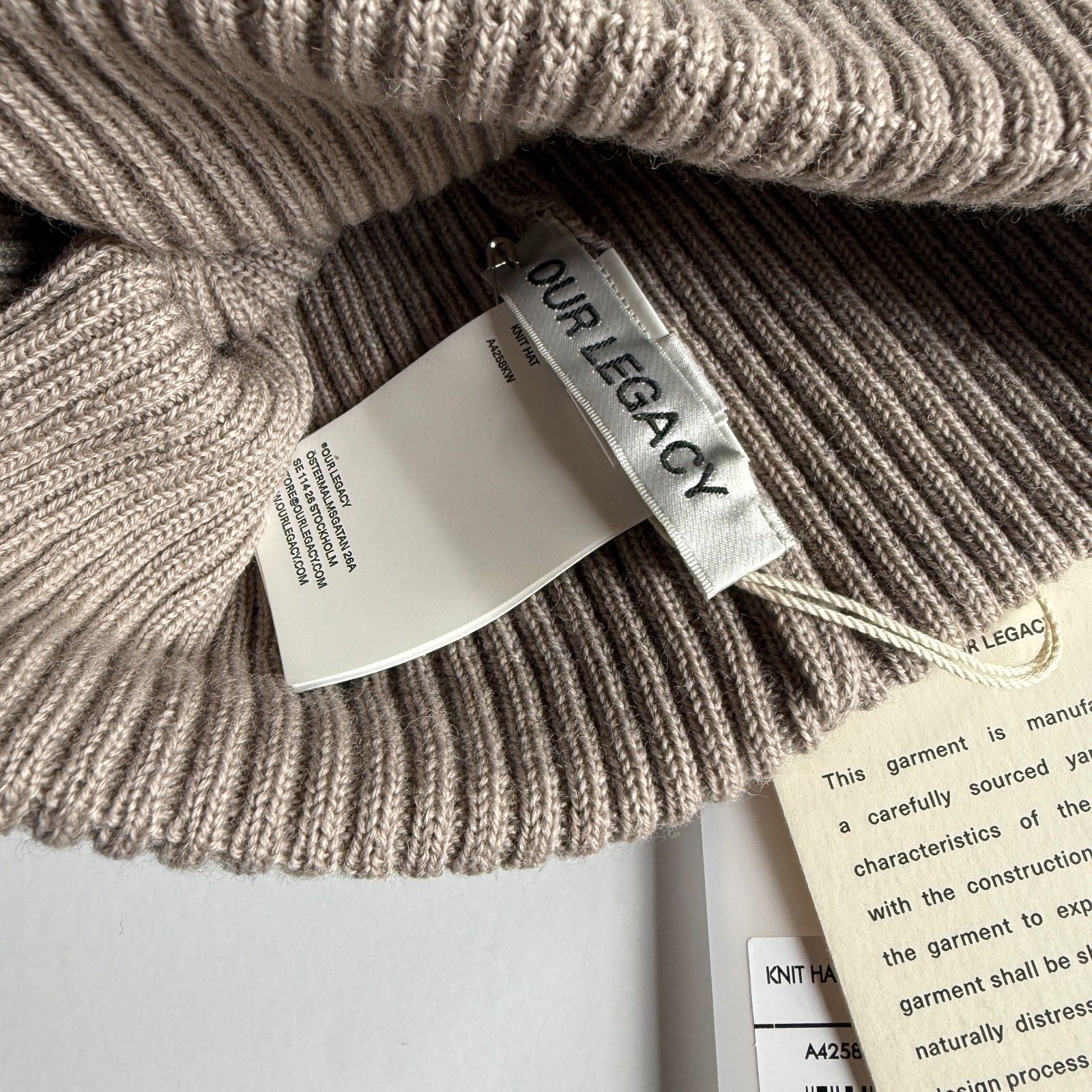 Our Legacy Our Legacy White Sand Rustic Merino Knit Beanie Hat Size ONE SIZE - 3 Thumbnail
