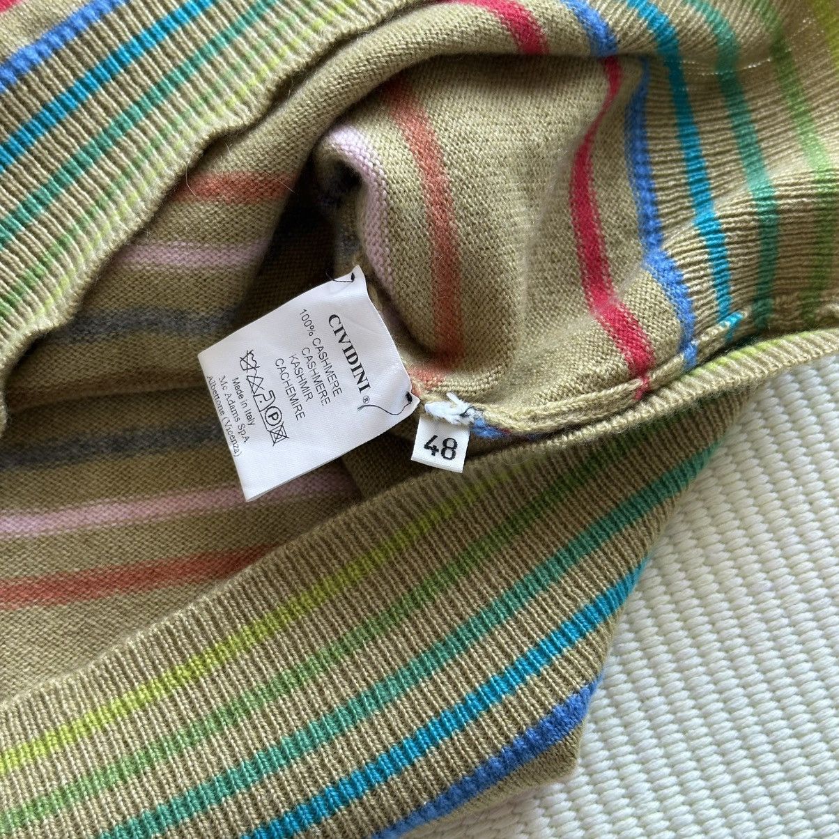 Other CIVIDINI Horizontal Stripe Cashmere Olive Green Tank Top Size XL / US 12-14 / IT 48-50 - 3 Thumbnail