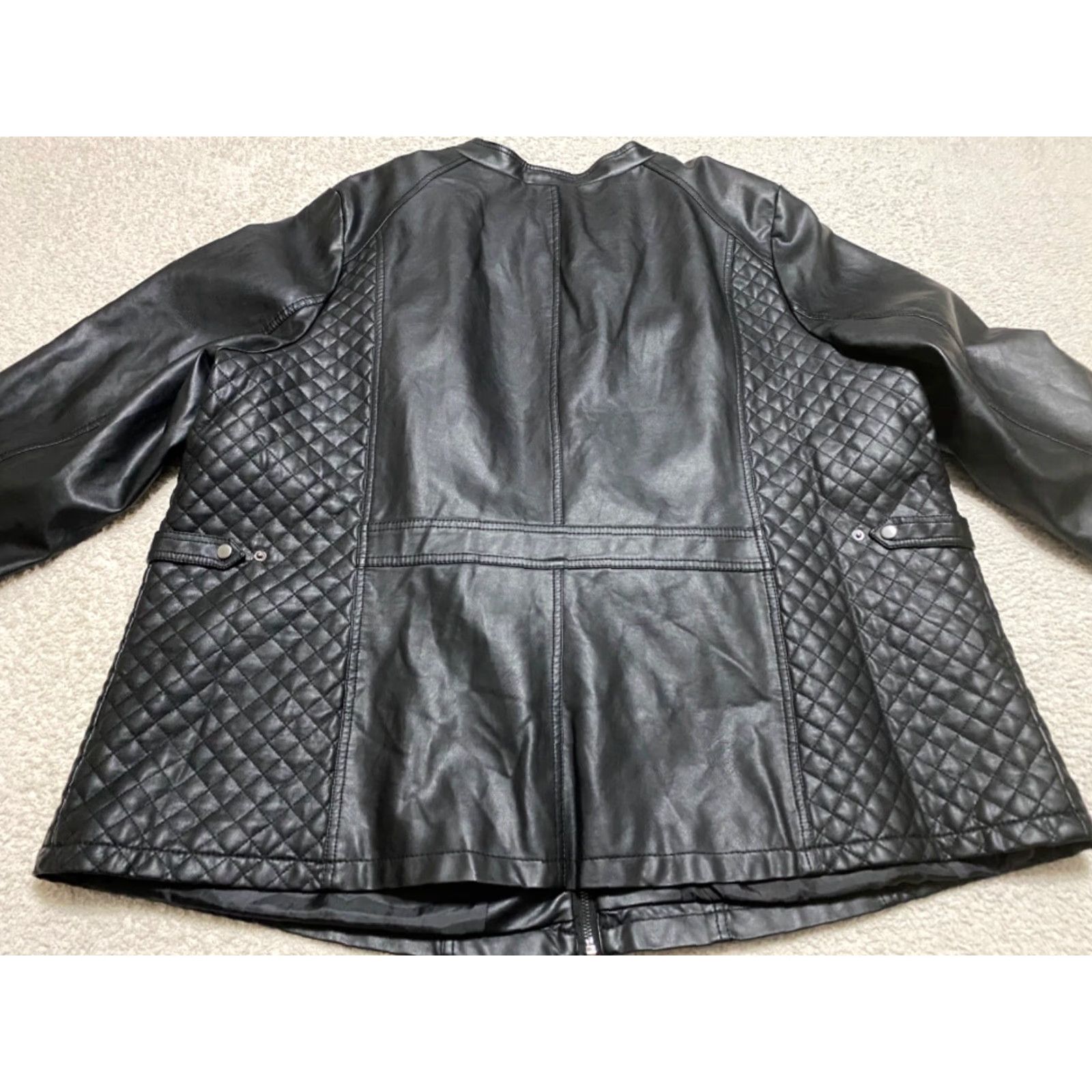 Vintage Woman Within Jacket Black Faux Leather Full Zip Long Sleeve 32W Plus Womens Jacket Women's Plus Size Black Faux Leather Full Zip Long Sleeve Size XXS / US 00 / IT 34 - 7 Thumbnail