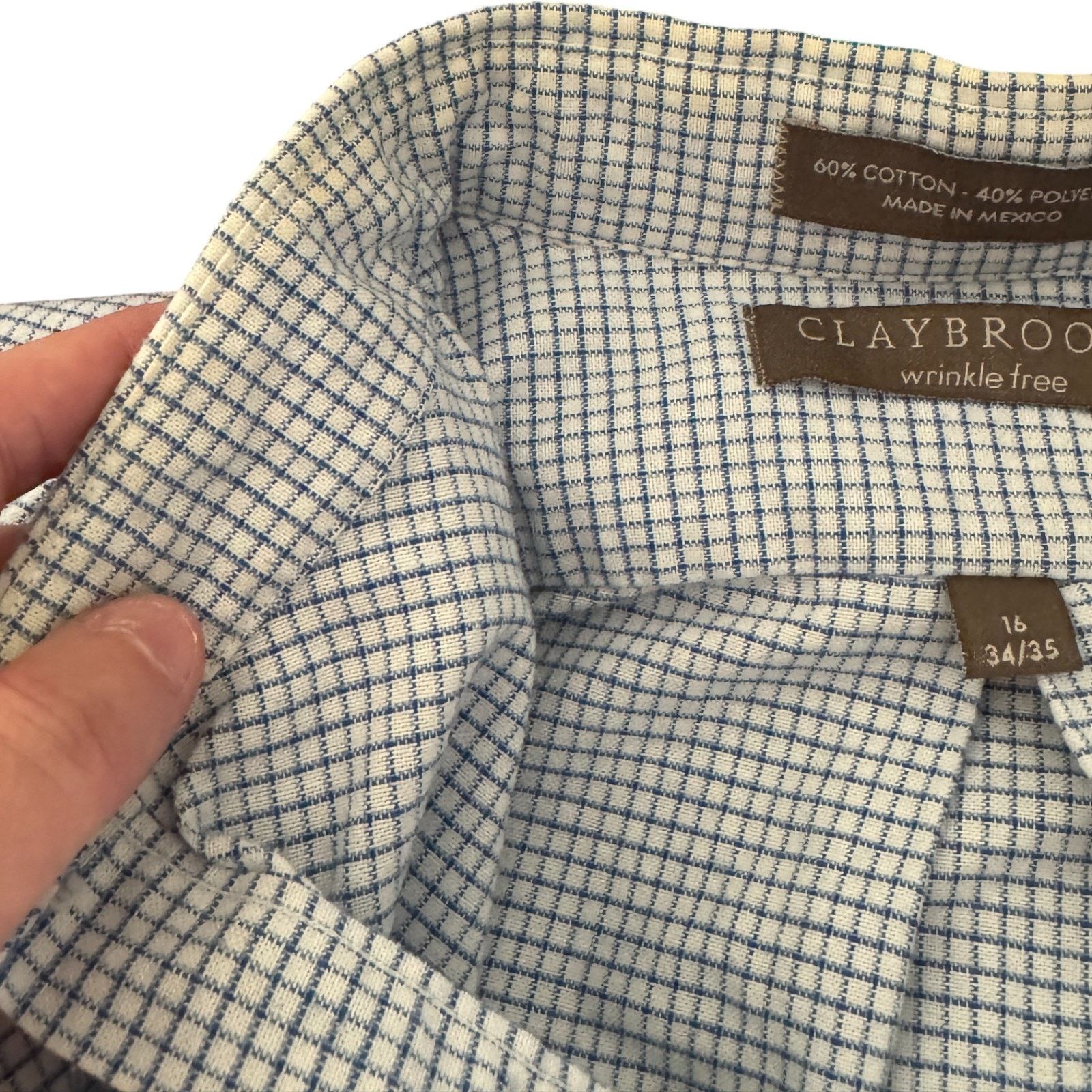 Other Claybrooke Wrinkle Free Button Up Shirt 16 34/35 Blue Check Size US L / EU 52-54 / 3 - 5 Thumbnail