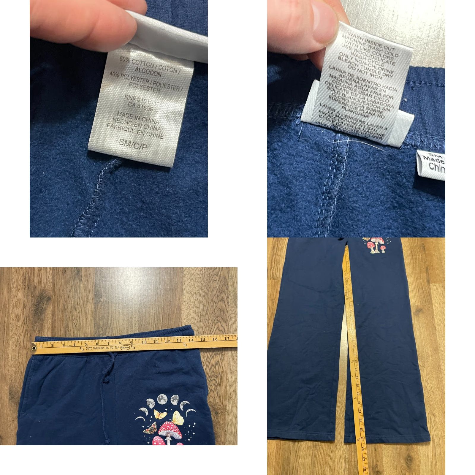 Vintage Mighty Fine Outfit Sweatshirt+Pants, Women's SM, Blue, Butterfly Mushroom Moons, Outfit/Set, Modern, Fall/Spring/Summer, Womens Size S / US 4 / IT 40 - 10 Thumbnail