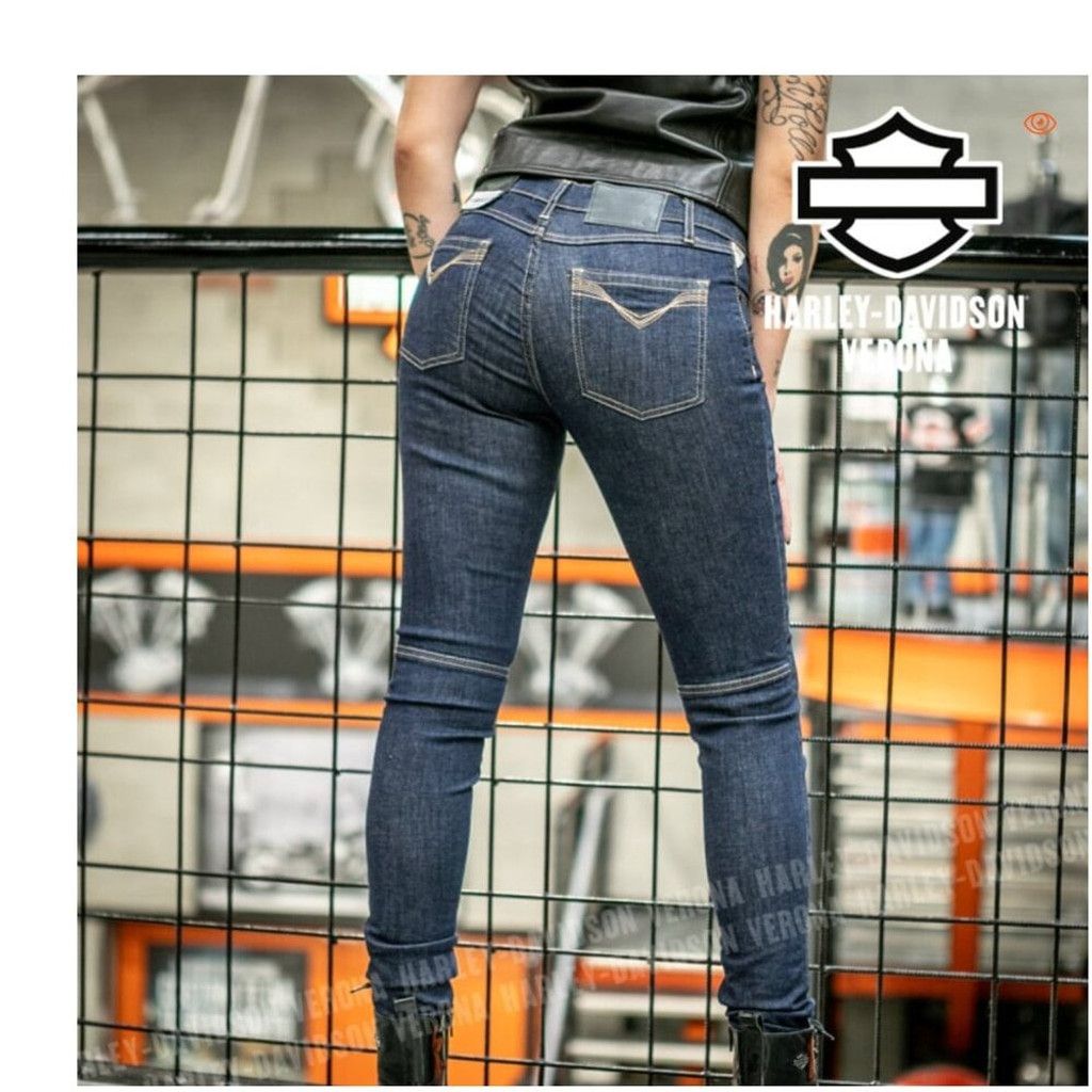 Harley Davidson HARLEY DAVIDSON Moto Skinny Ankle Stretch Blue Jeans Size 27 Size 27" / US 4 / IT 40 - 2 Thumbnail