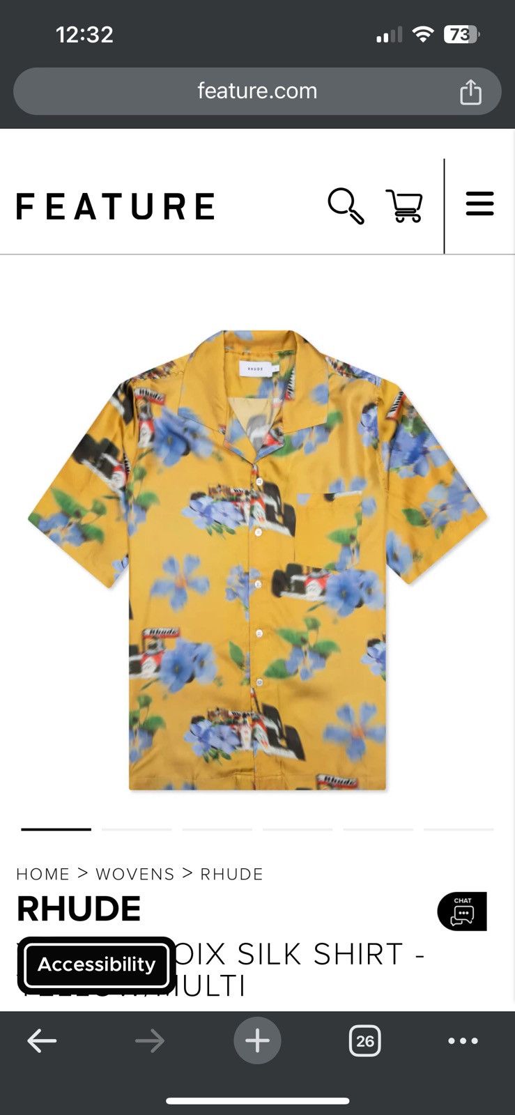 Rhude RHUDE YELLOW LOIX SILK SHIRT - YELLOW/MULTI Size US M / EU 48-50 / 2 - 3 Thumbnail