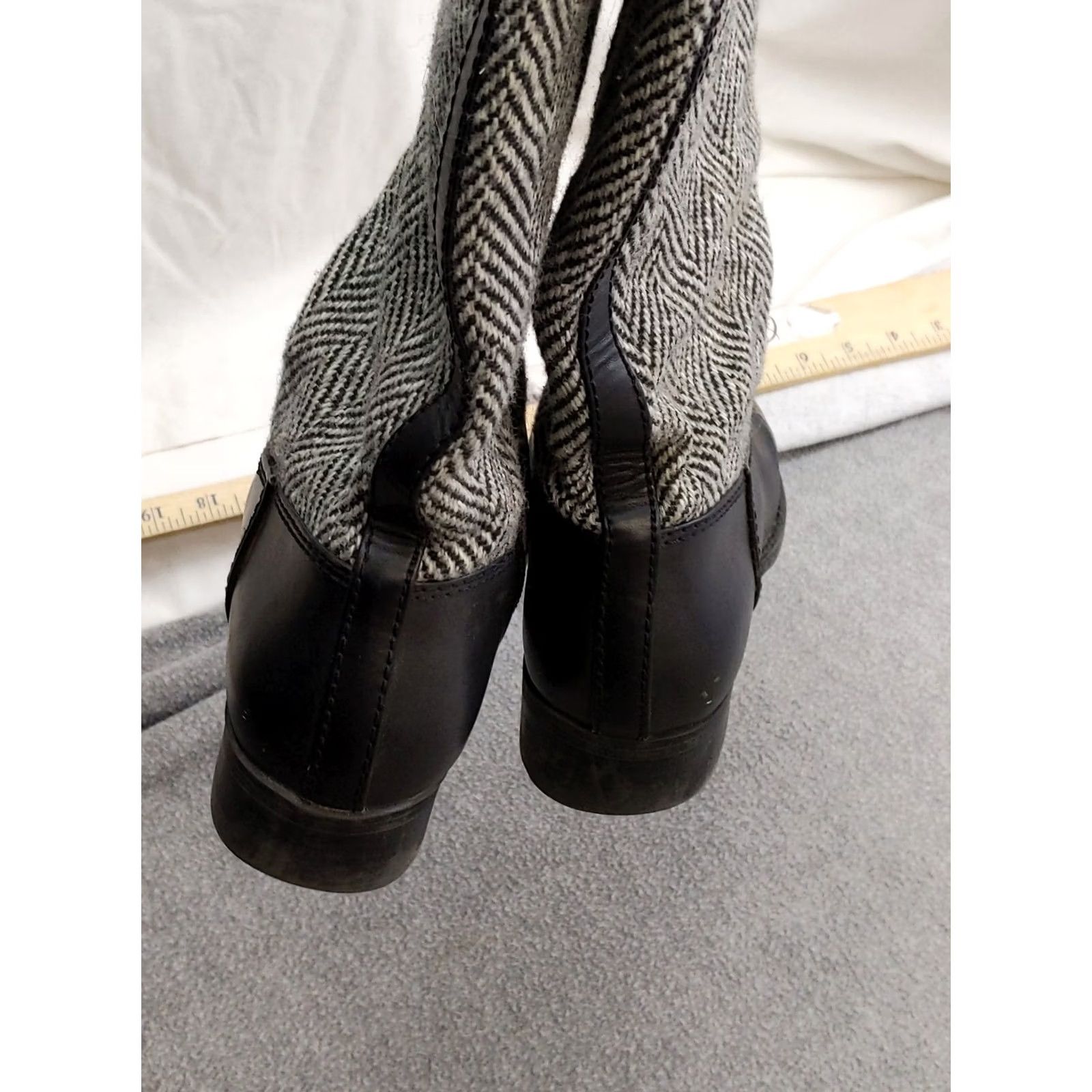 Tommy Hilfiger Tommy Hilfiger Boots Womens Size 7 Black Leather Herringbone Knee High Riding Boot Women Footwear Long Tail Riding Boots Size US 7 / IT 37 - 7 Thumbnail