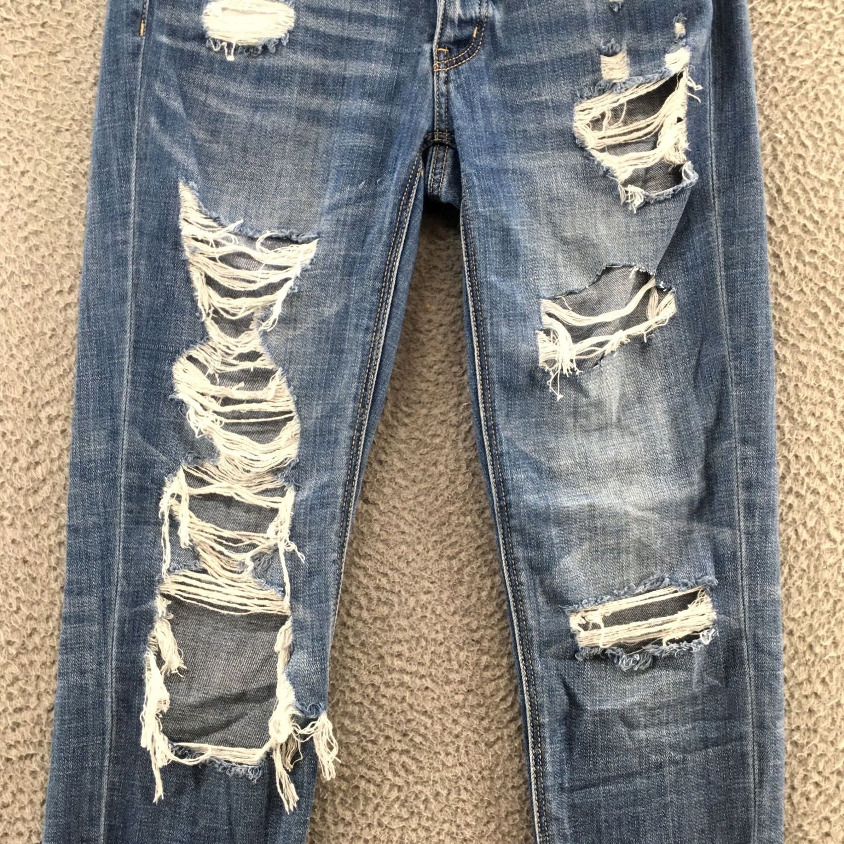 American Eagle Outfitters American Eagle Outfitters Jeans Womens 0R Skinny Blue Distressed 28x29 Classic 5-Pocket Denim Regular Rise Mens? Size 25" / US 0 / IT 36 - 6 Thumbnail