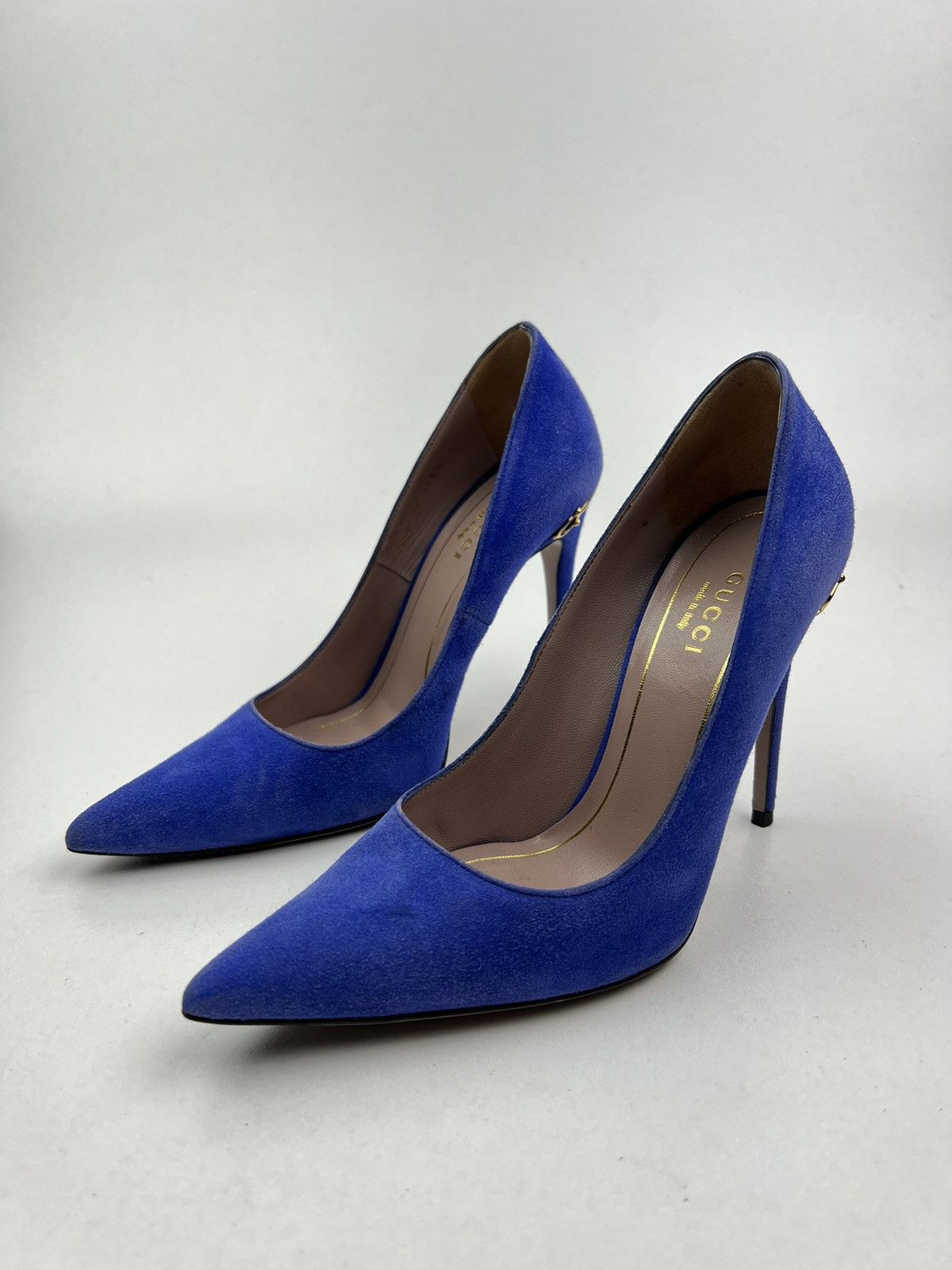 Gucci GUCCI Heels Suede Shoes HORSEBIT Pointed Toe Blue Wmn’s Size US 5.5 / IT 35.5 - 2 Thumbnail