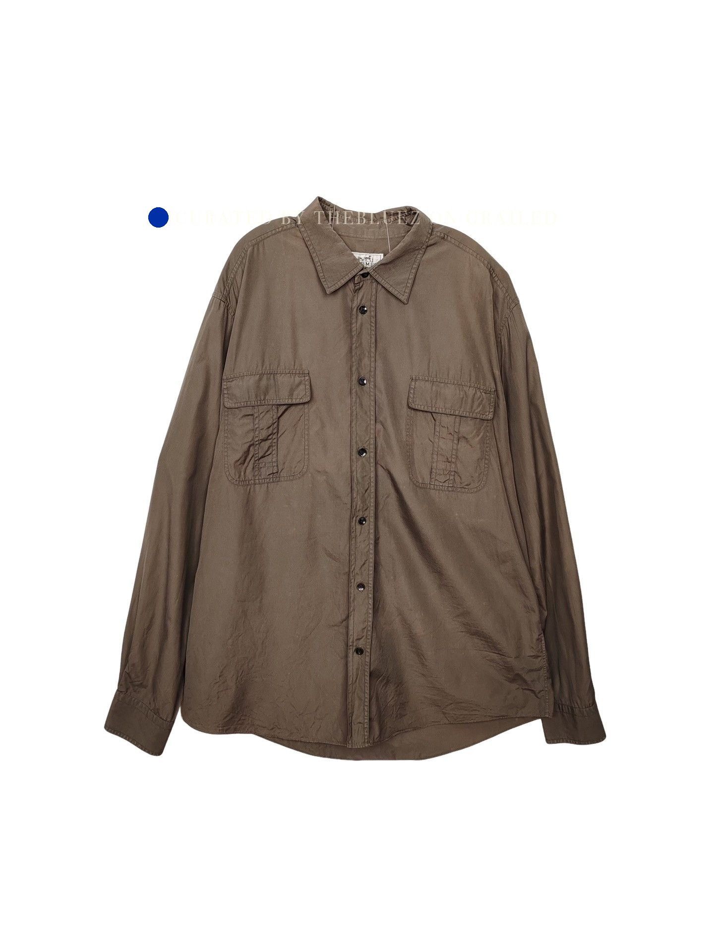 Hermes Brown Long Sleeve Button-Up Shirt Size L Size US L / EU 52-54 / 3 - 1 Thumbnail