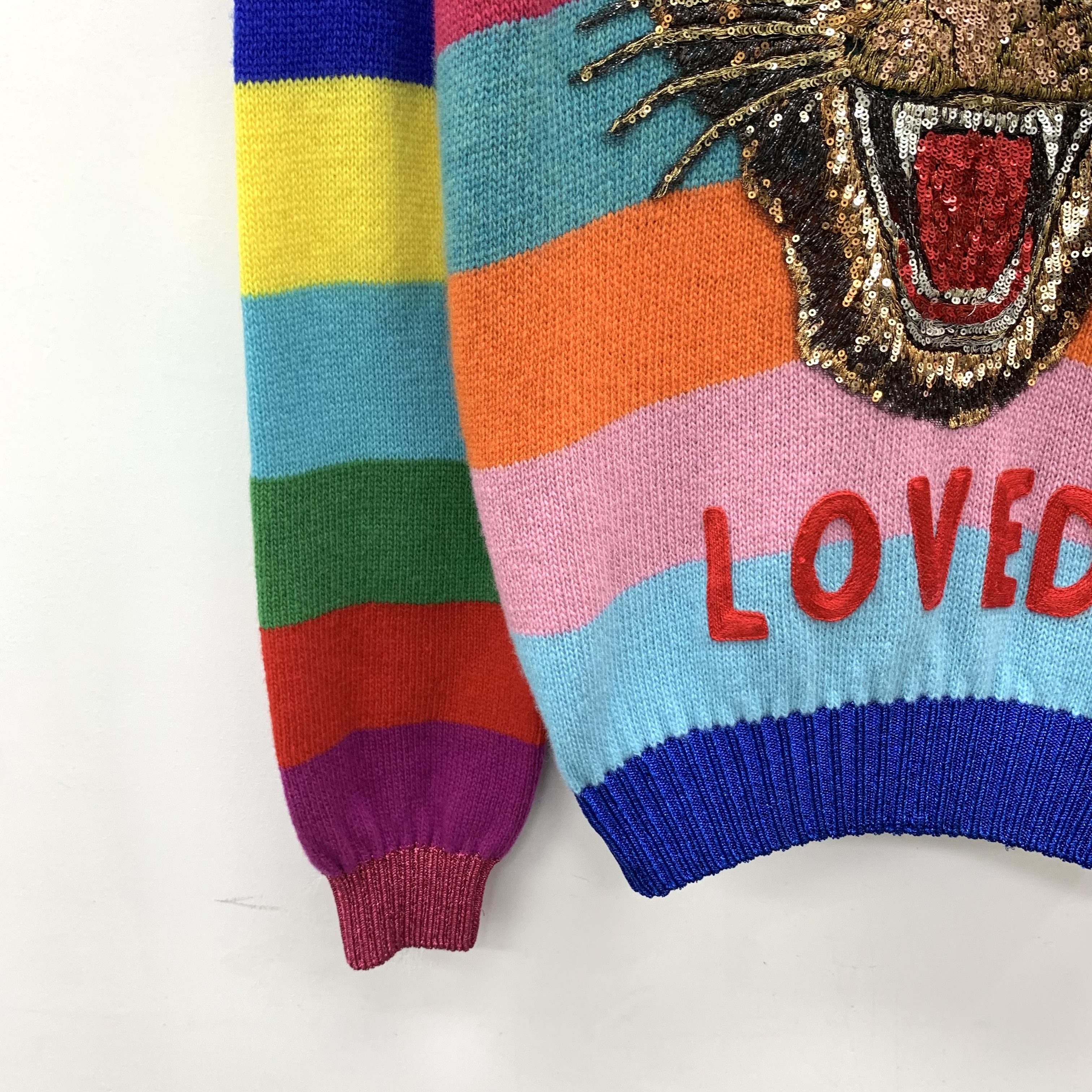 Gucci Gucci Tiger Sequin Wool Sweater Multicolor (S) Size S / US 4 / IT 40 - 4 Thumbnail