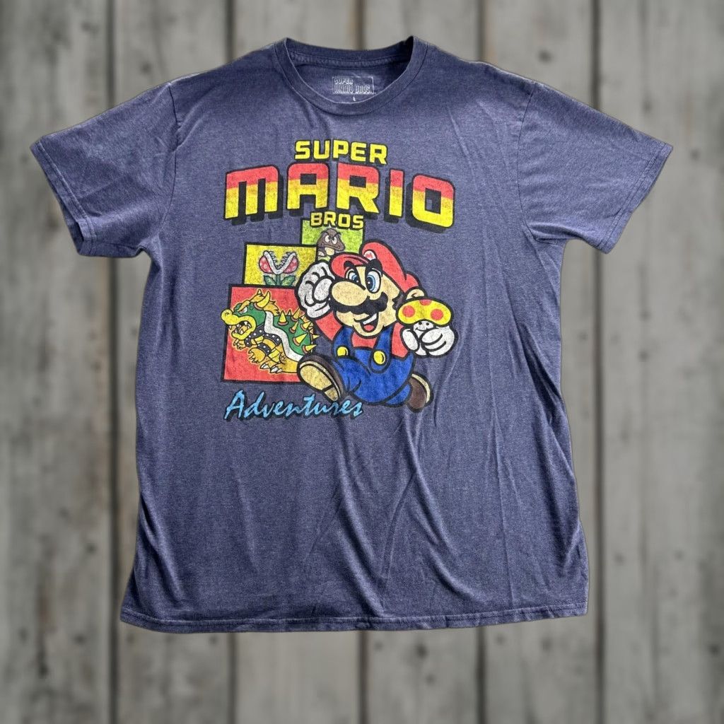 Other VINTAGE Super Mario Bros Adventures Shirt Mens L Blue Nintendo Graphic Tee Bowser Size US L / EU 52-54 / 3 - 1 Thumbnail