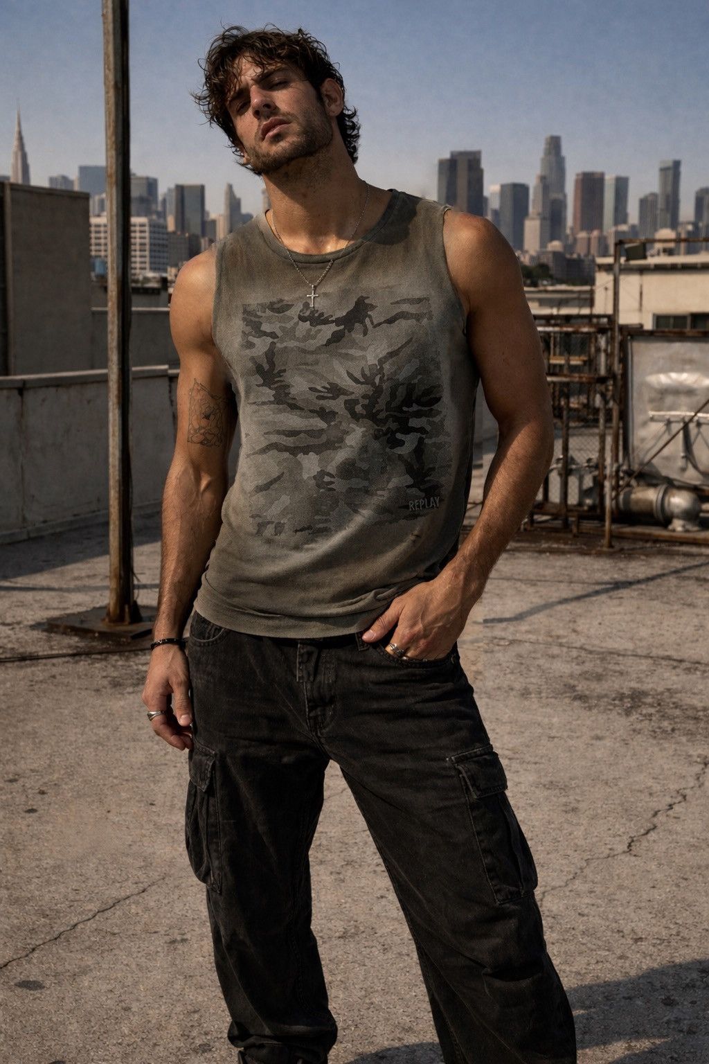 Replay Replay Faded Olive Grey Camo Sleeveless Tank Size S Size US S / EU 44-46 / 1 - 1 Thumbnail