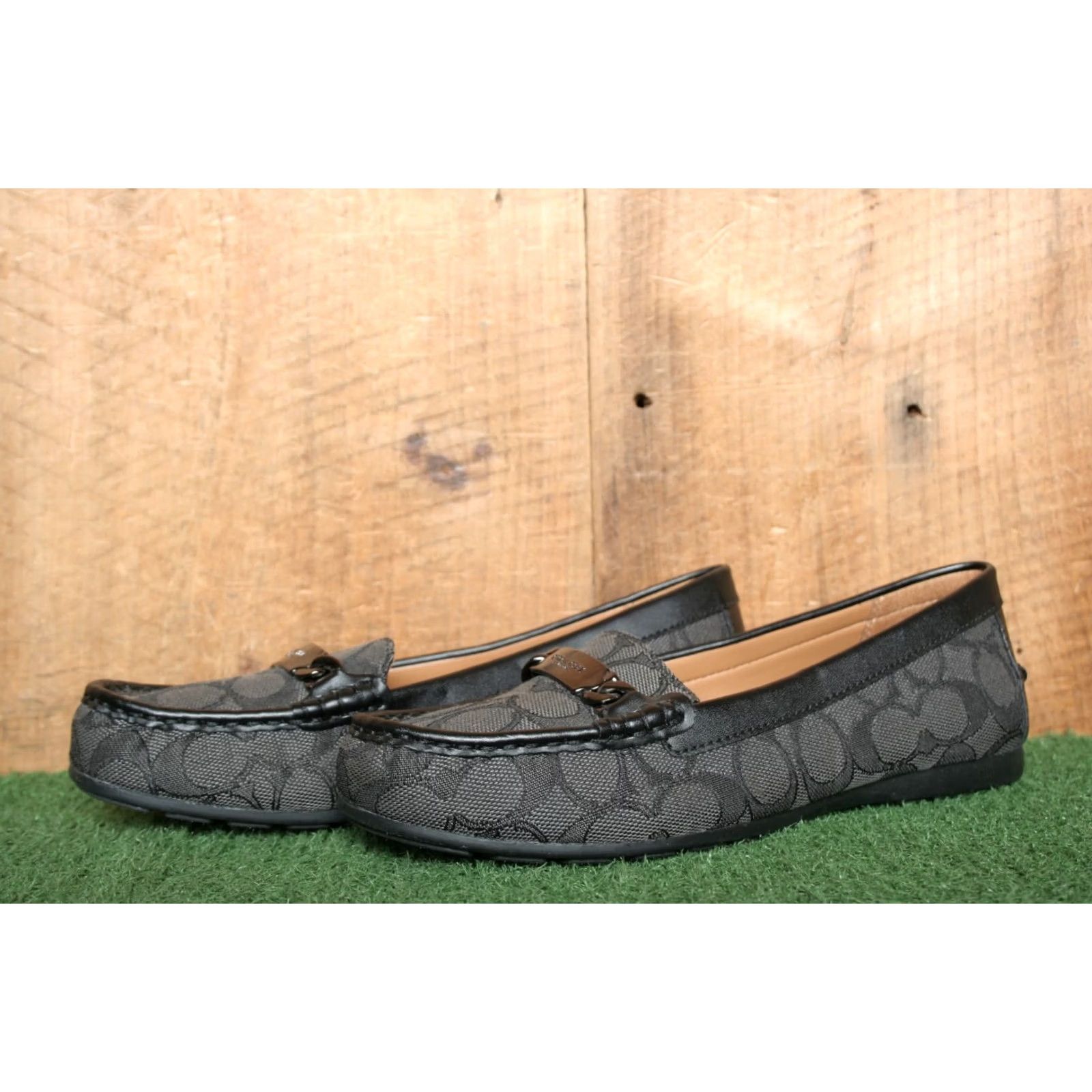 Coach COACH Olive Black Jacquard Signature Monogram Driving Moc Loafers Sz. 6.5 B Women Size US 7 / IT 37 - 2 Thumbnail