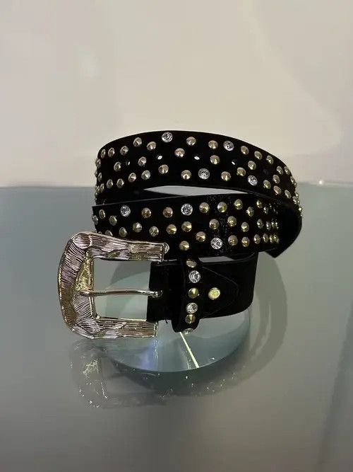 Japanese Brand × Vintage Rhinestone Gold Buckle Belt Size ONE SIZE - 1 Thumbnail