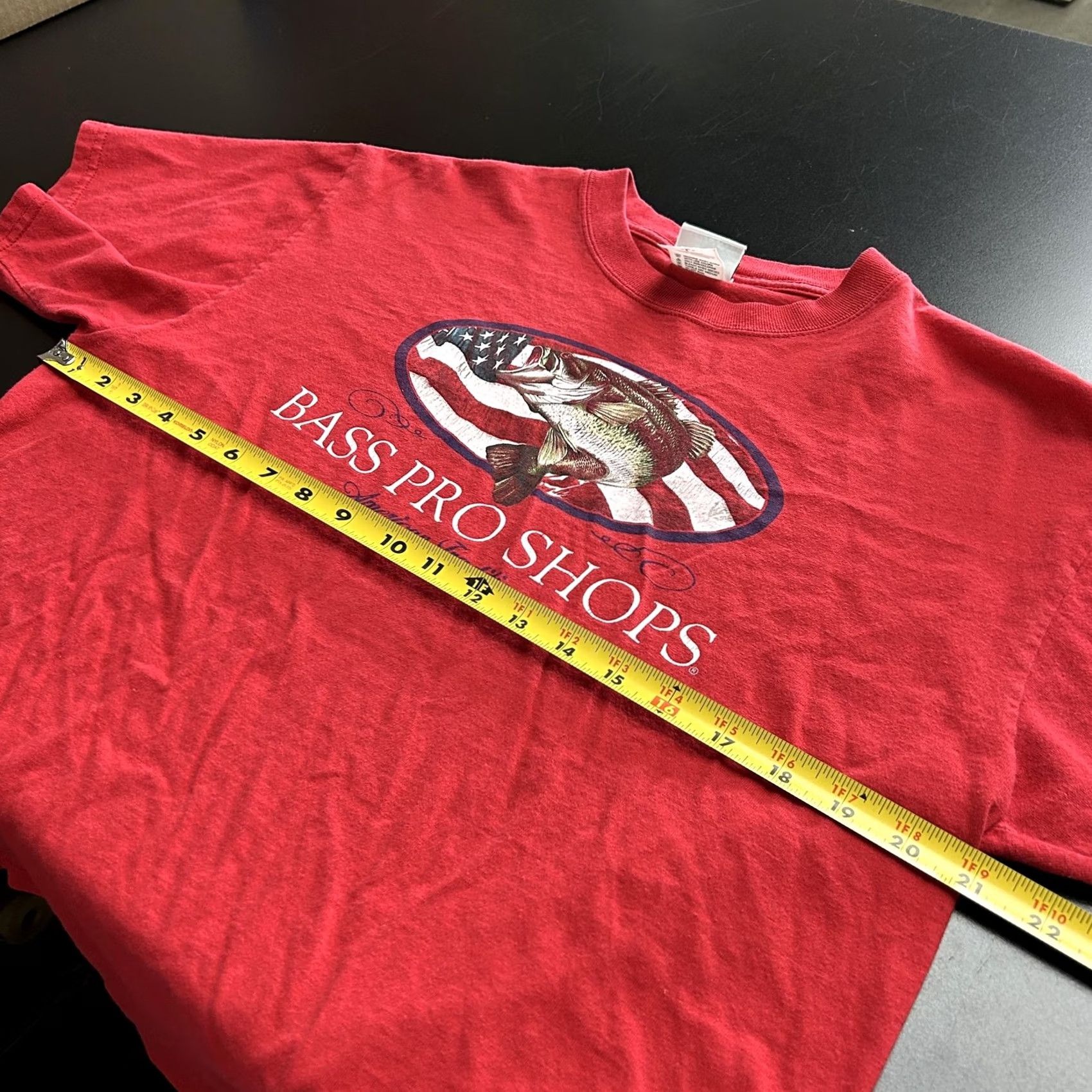 Bass Pro Shops Bass Pro Shops Shirt Mens L T-Shirt Graphic Print Patriotic American Flag Bass Pro Shops Logo Crew Neck Short Sleeve Red Outdoor Fish Theme Size US L / EU 52-54 / 3 - 4 Thumbnail