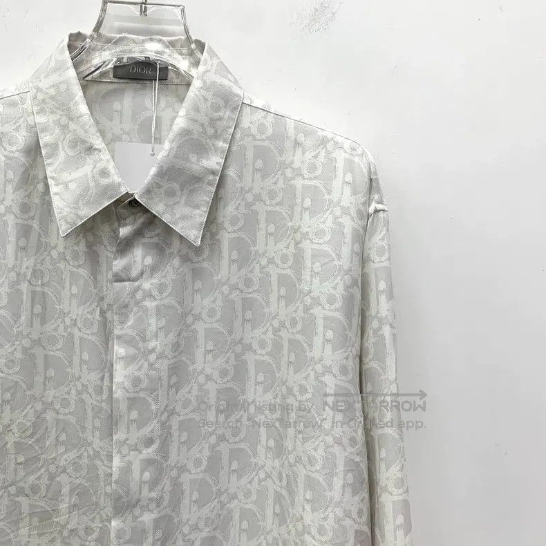 Dior Dior Gray logo old flower full print mulberry silk lapel l Size US XS / EU 42 / 0 - 3 Thumbnail