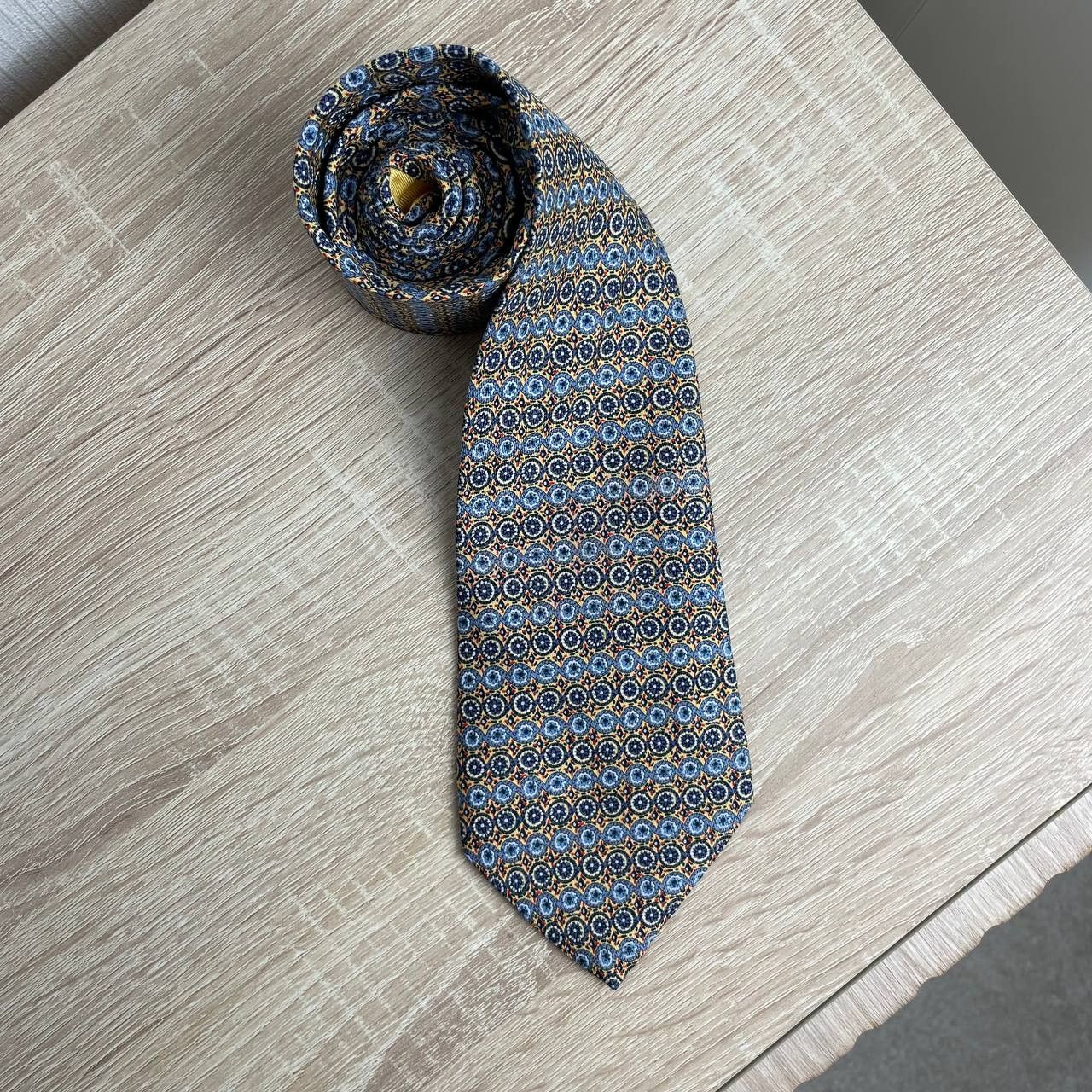 Hermes Hermes Paris Silk Tie 7700 OA Geometry Yellow Size ONE SIZE - 2 Thumbnail