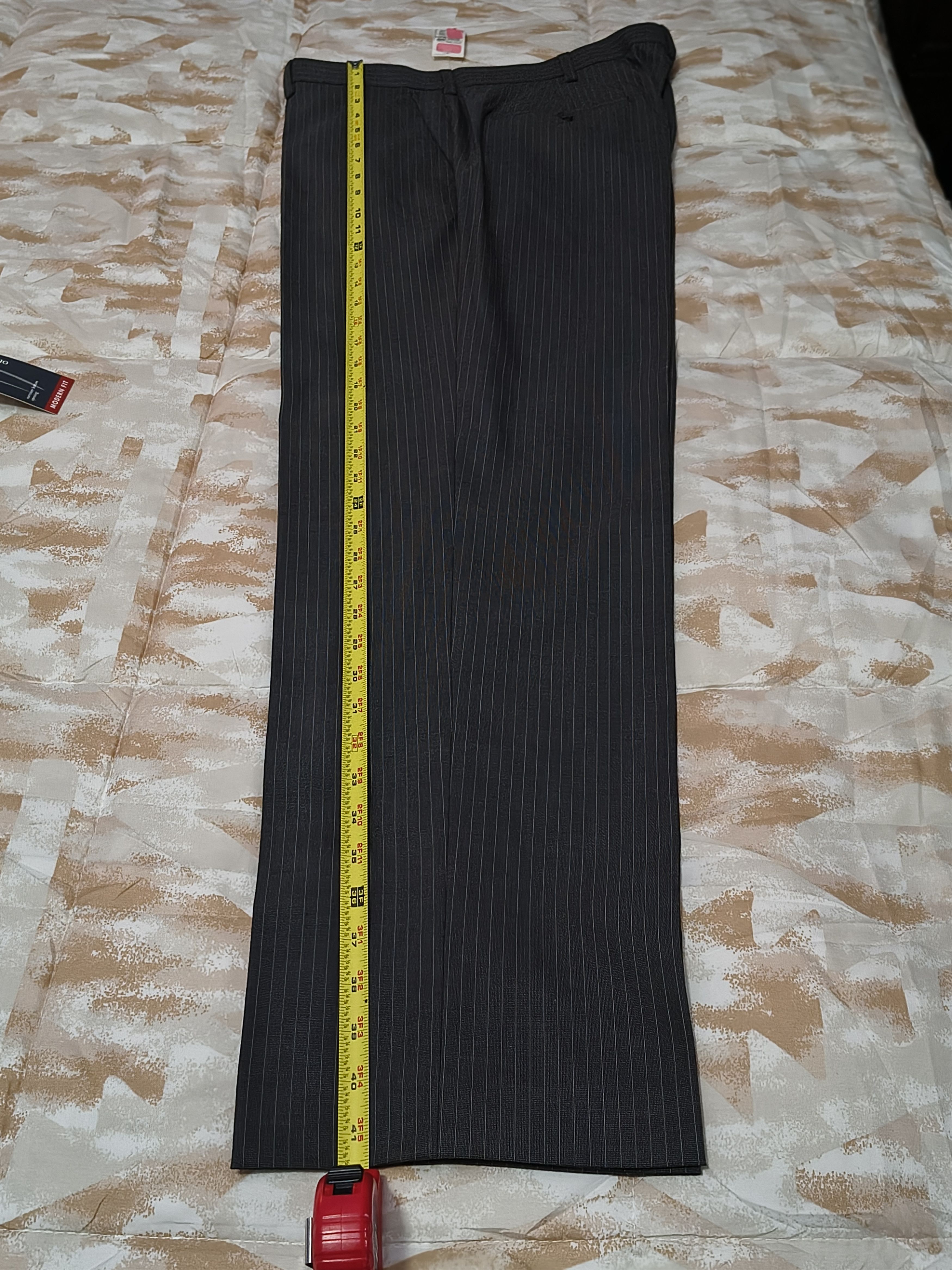 Murano ZAC MURANO 36x32 Men Grey stripe pant CLASSIC FIT FLAT FRONT Size US 36 / EU 52 - 3 Thumbnail