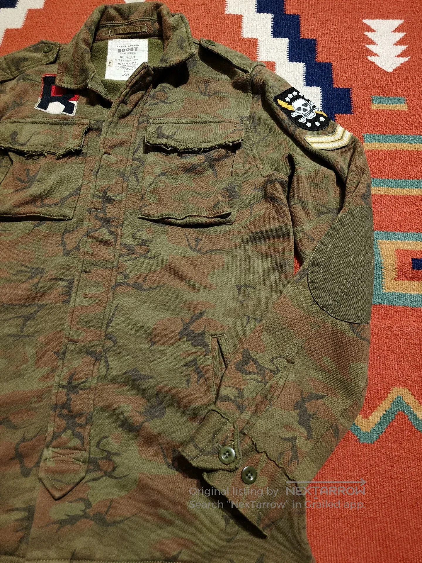 RRL Ralph Lauren Rugby Camouflage Knitted Military Jacket. Size US M / EU 48-50 / 2 - 9 Thumbnail