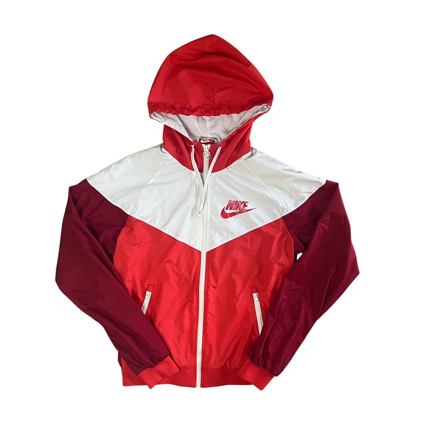 Nike Nike Windrunner Hooded Windbreaker Jacket Red White Size S / US 4 / IT 40 - 1 Thumbnail