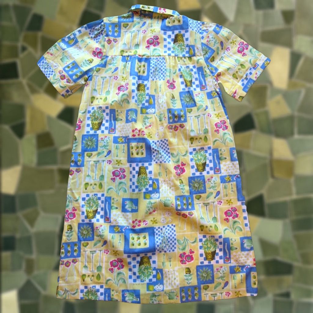 Vintage VINTAGE National Yellow Cotton Floral Maxi Dress M-L Pocket Snap Front Dress Women Size M / US 6-8 / IT 42-44 - 1 Thumbnail