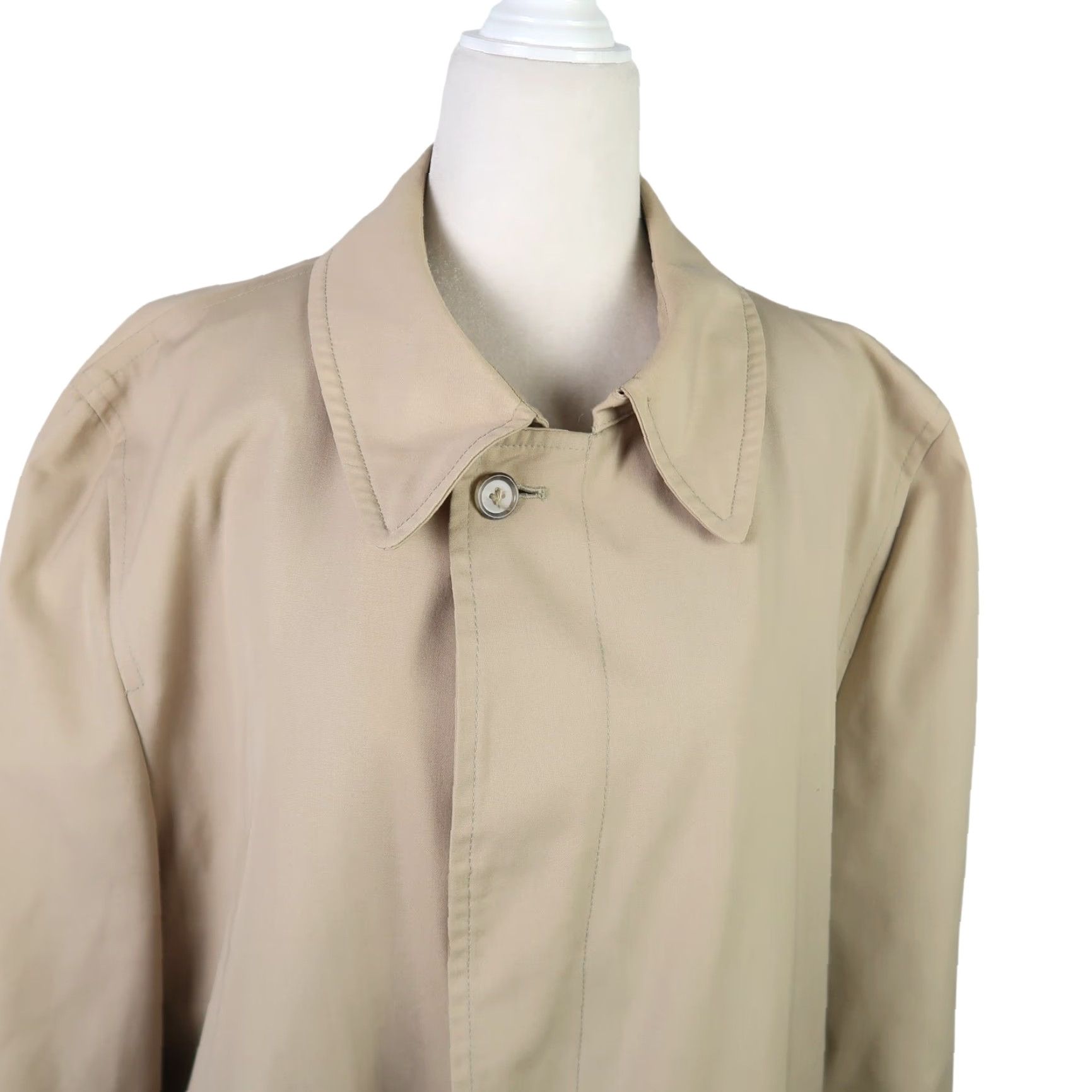 London Fog VINTAGE London Fog Trench Coat Mens 44 Regular Khaki Tan Mid-Length Button Front Faux Fur Lining Pockets Size US S / EU 44-46 / 1 - 2 Thumbnail