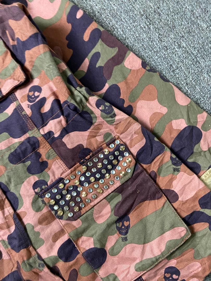 Japanese Brand EGOIST Brand Multicolor Camouflage Skulls Jacket (196) Size US XXS / EU 40 - 10 Thumbnail