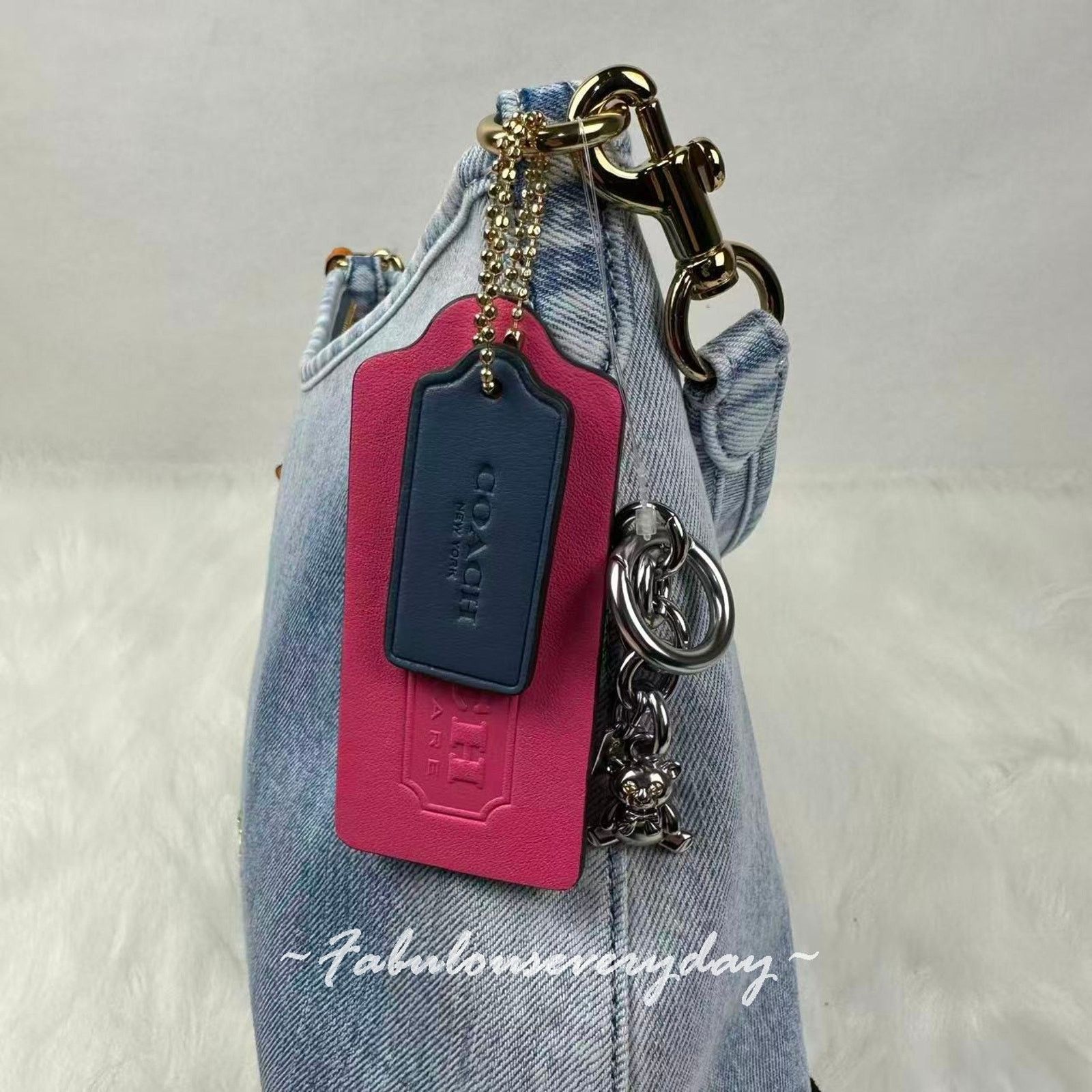 Coach Coach Laurel Shoulder Xbody Loved Denim Charms Light Indigo Size ONE SIZE - 5 Thumbnail