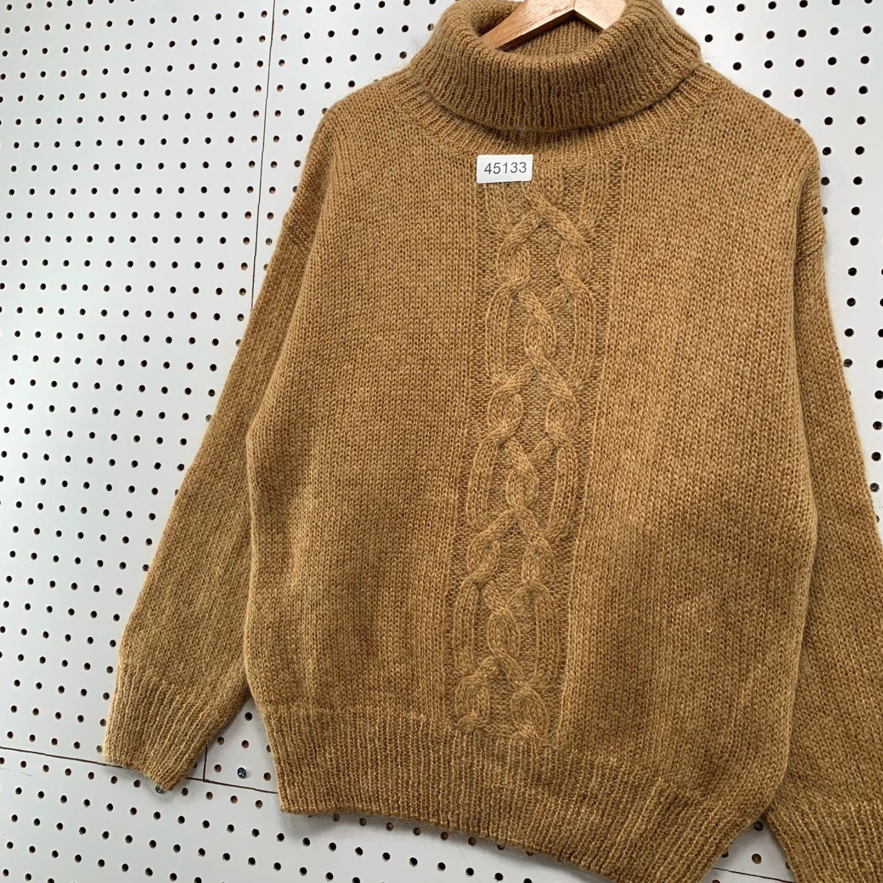 Lord & Taylor VINTAGE LORD & TAYLOR Sweater Men Medium Cable Knit Turtleneck Brown Mohair Wool Knit Pullover Christmas Winter Casual Mens Size US M / EU 48-50 / 2 - 3 Thumbnail