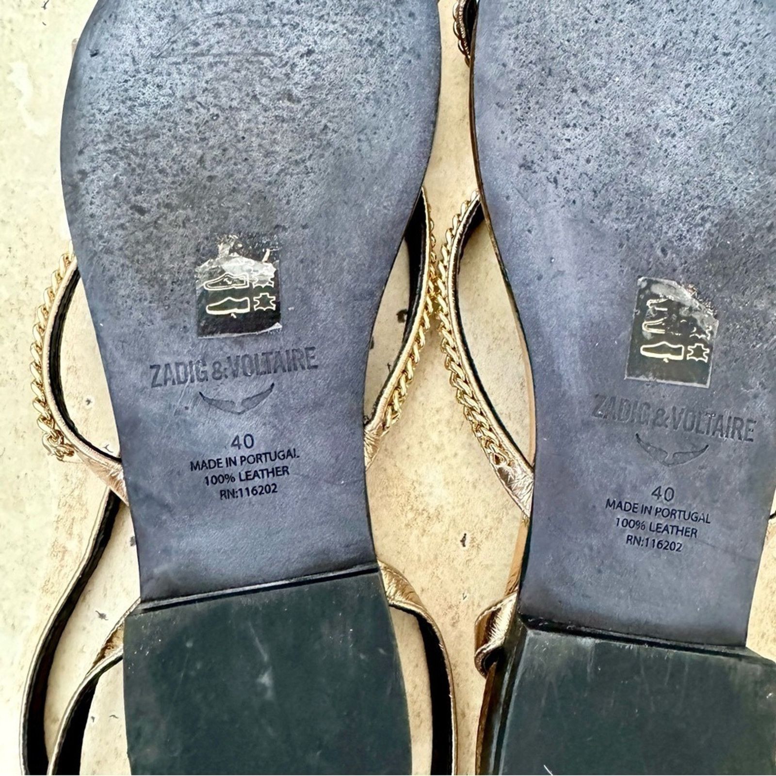 Zadig & Voltaire ZADIG & VOLTAIRE Gold Flat Sandals, Size 40 (9) Size US 9 / IT 39 - 10 Thumbnail