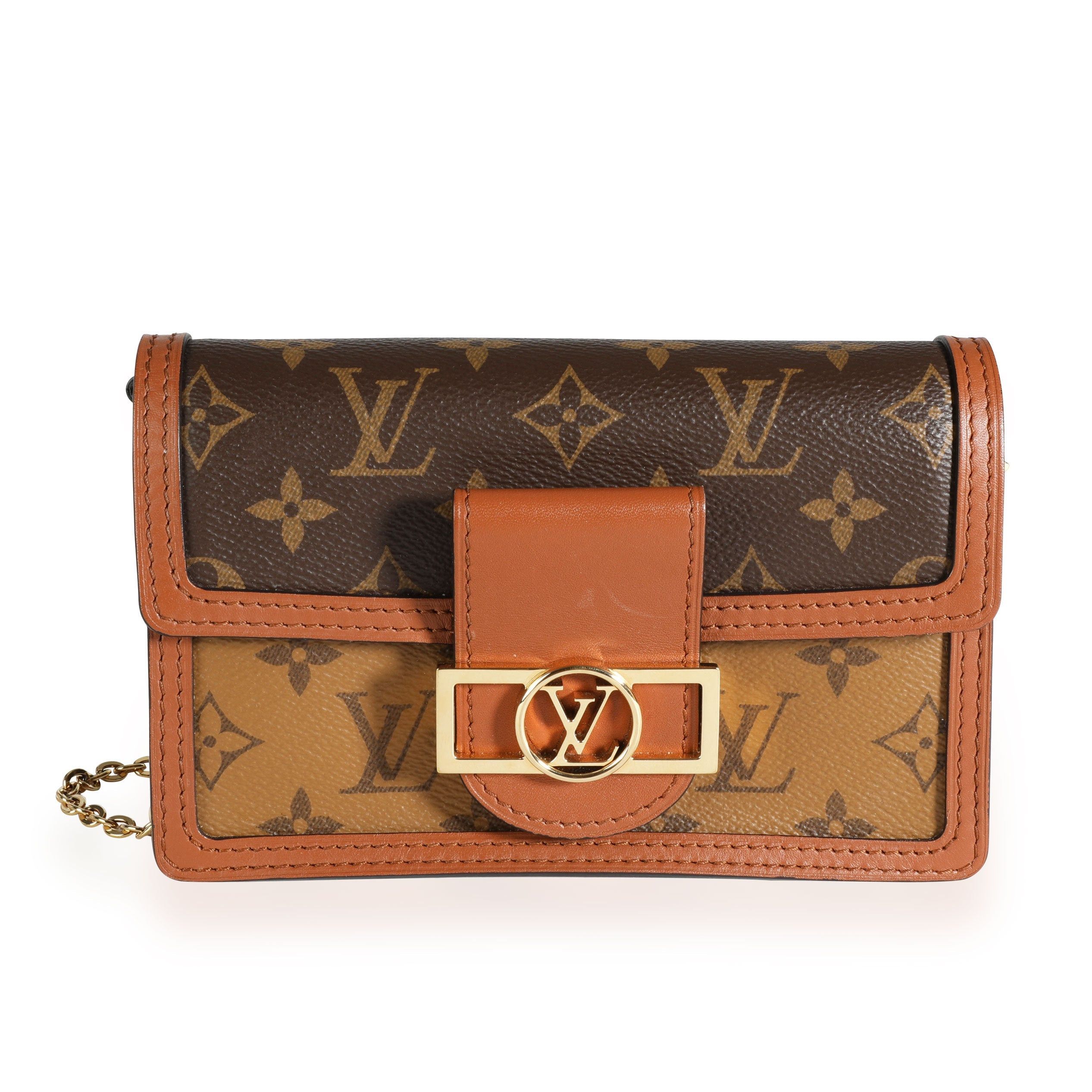 Louis Vuitton Monogram & Reverse Monogram Coated Canvas Dauphine Chain Wallet