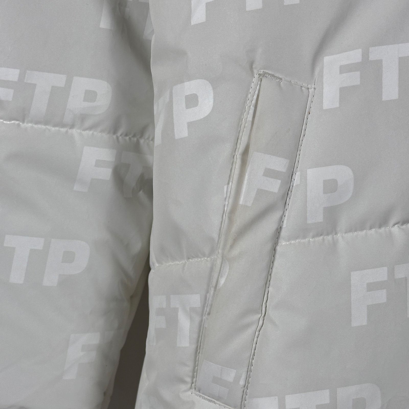 Fuck The Population FTP White Reflective Puffer Trench Coat Size US L / EU 52-54 / 3 - 6 Thumbnail