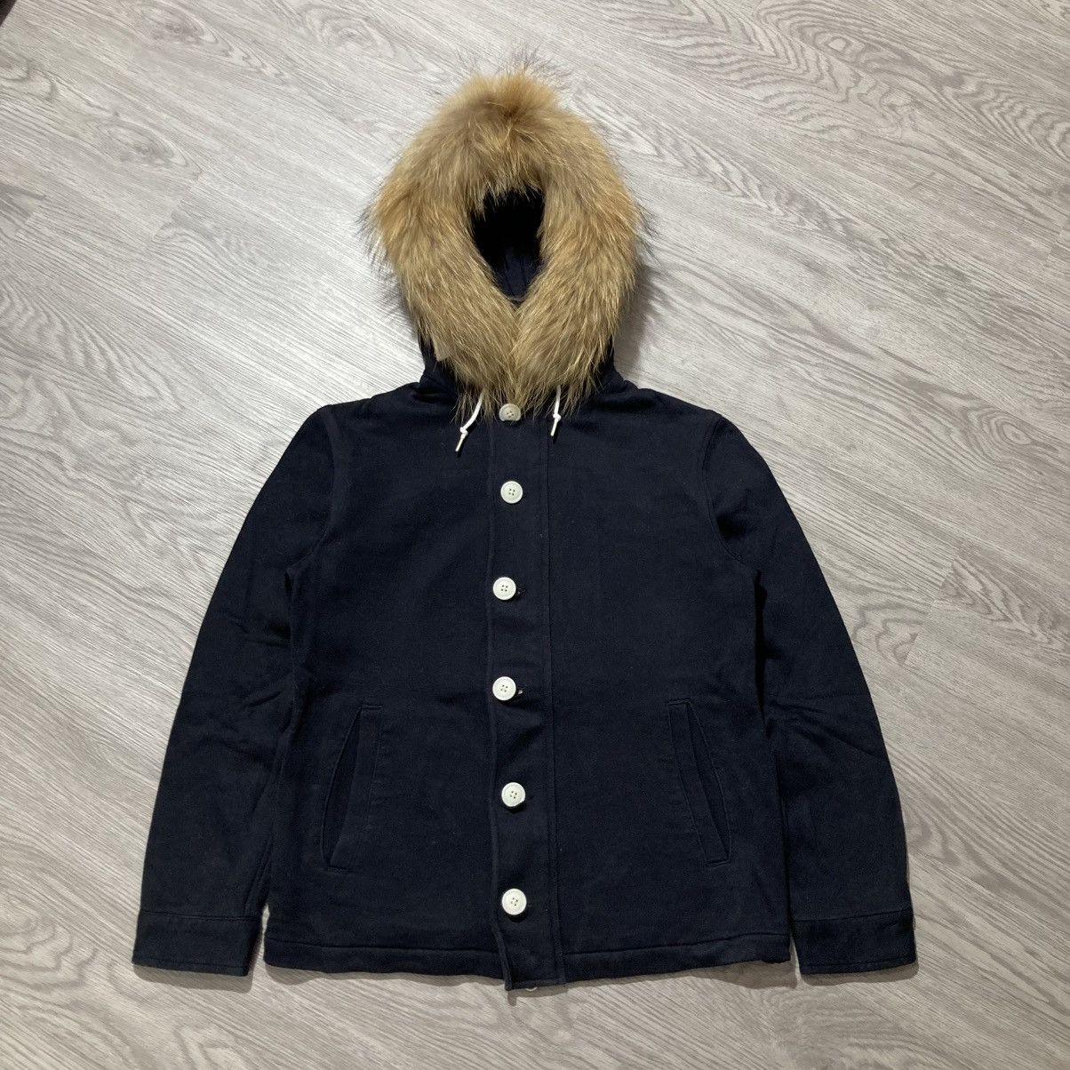 Japanese Brand 2000s Beams Japan Button/Zipper Fur Hoodie Black Lgb Size US S / EU 44-46 / 1 - 1 Thumbnail