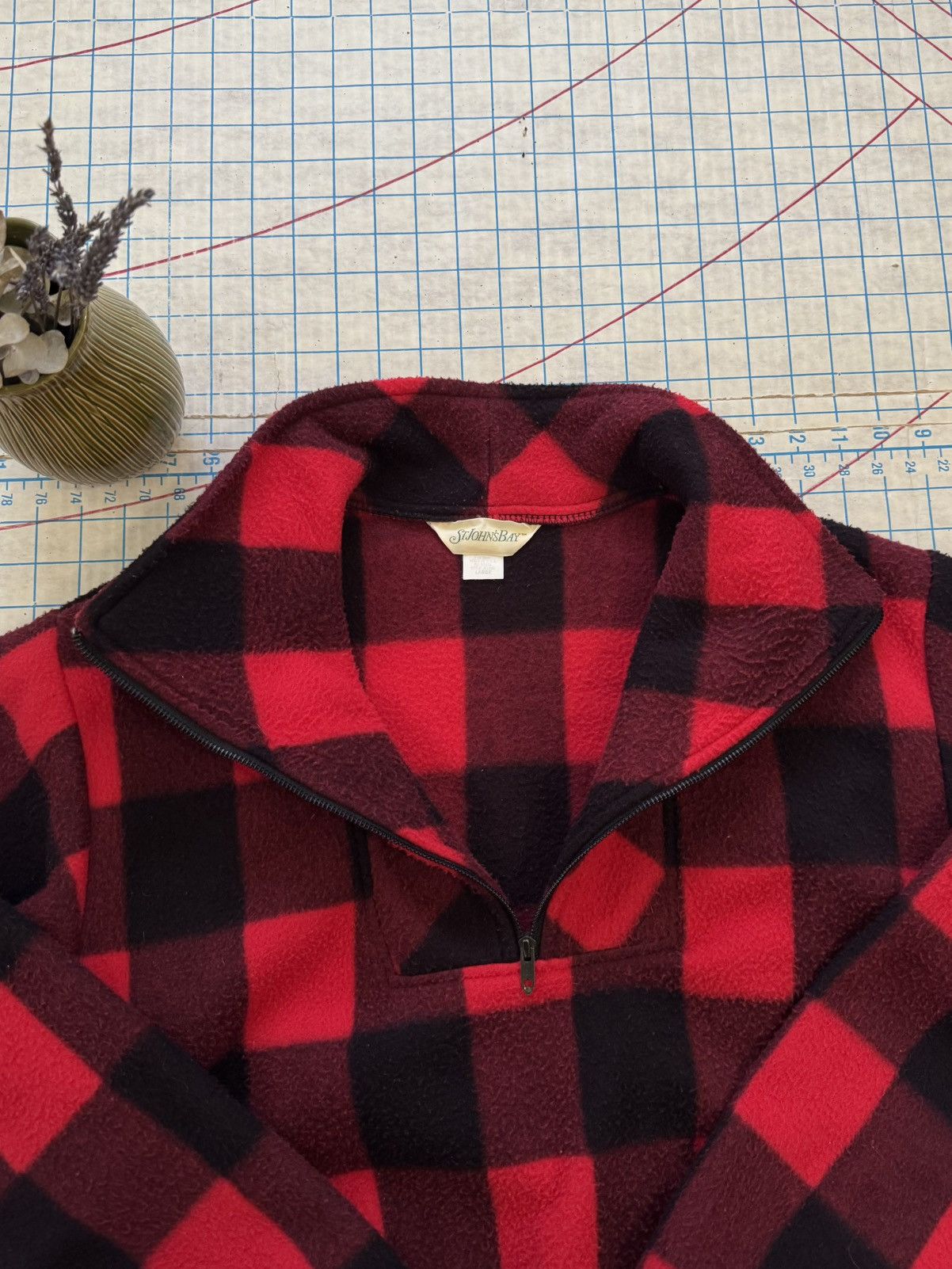 St. Johns Bay Vintage St. Johns Bay 1/4 Zip Buffalo Plaid Fleece Mens Larg Size US L / EU 52-54 / 3 - 7 Thumbnail