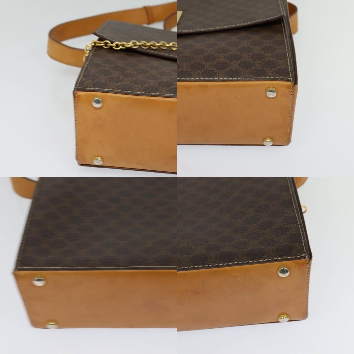 Celine CELINE Macadam Canvas Shoulder Bag Pvc Leather Brown Gold Size ONE SIZE - 10 Thumbnail