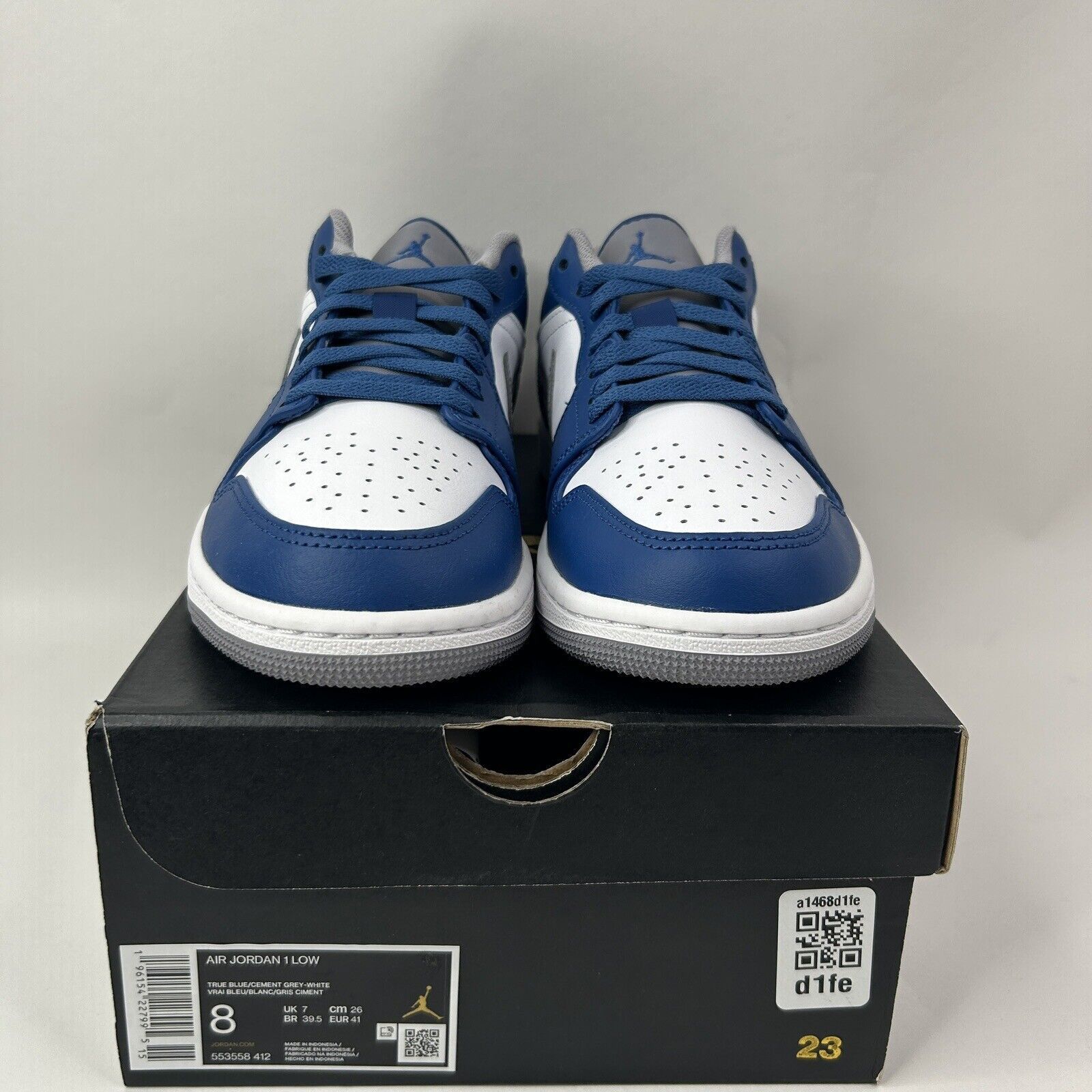 Nike Nike Air Jordan 1 Retro Low “True Blue/Cement Grey” 2024 Size US 8 / EU 41 - 2 Thumbnail