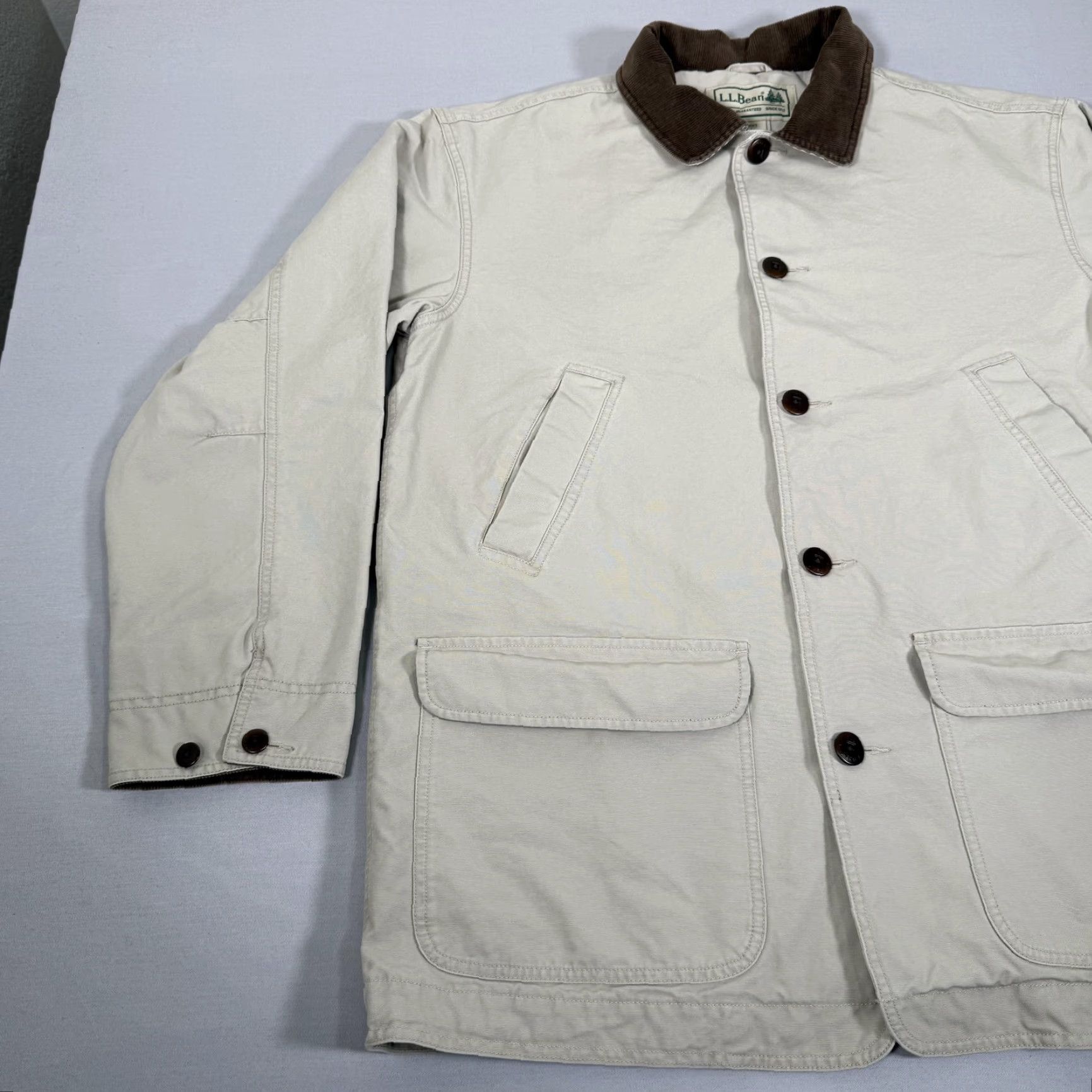 Vintage L.L. Bean Jacket Mens Large Tan Barn Coat Canvas Corduroy Collar Lined Field Size US L / EU 52-54 / 3 - 4 Thumbnail
