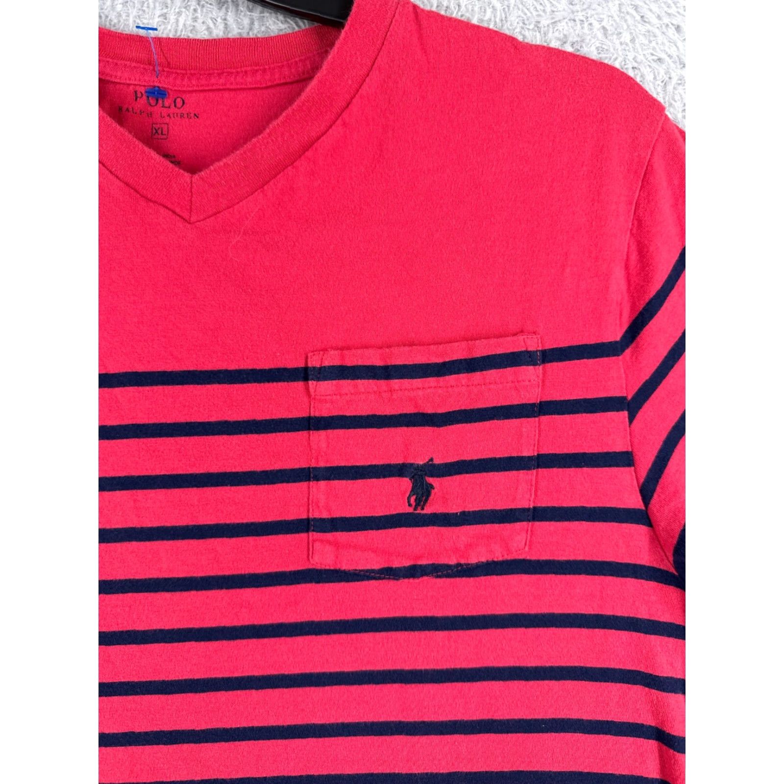 Ralph Lauren Ralph Lauren Polo Shirt Adult XL Blue Stripe Pocket V-Neck Cotton Jersey Embroidered Logo Sports Classic Men’s Shirt Size US XL / EU 56 / 4 - 6 Thumbnail