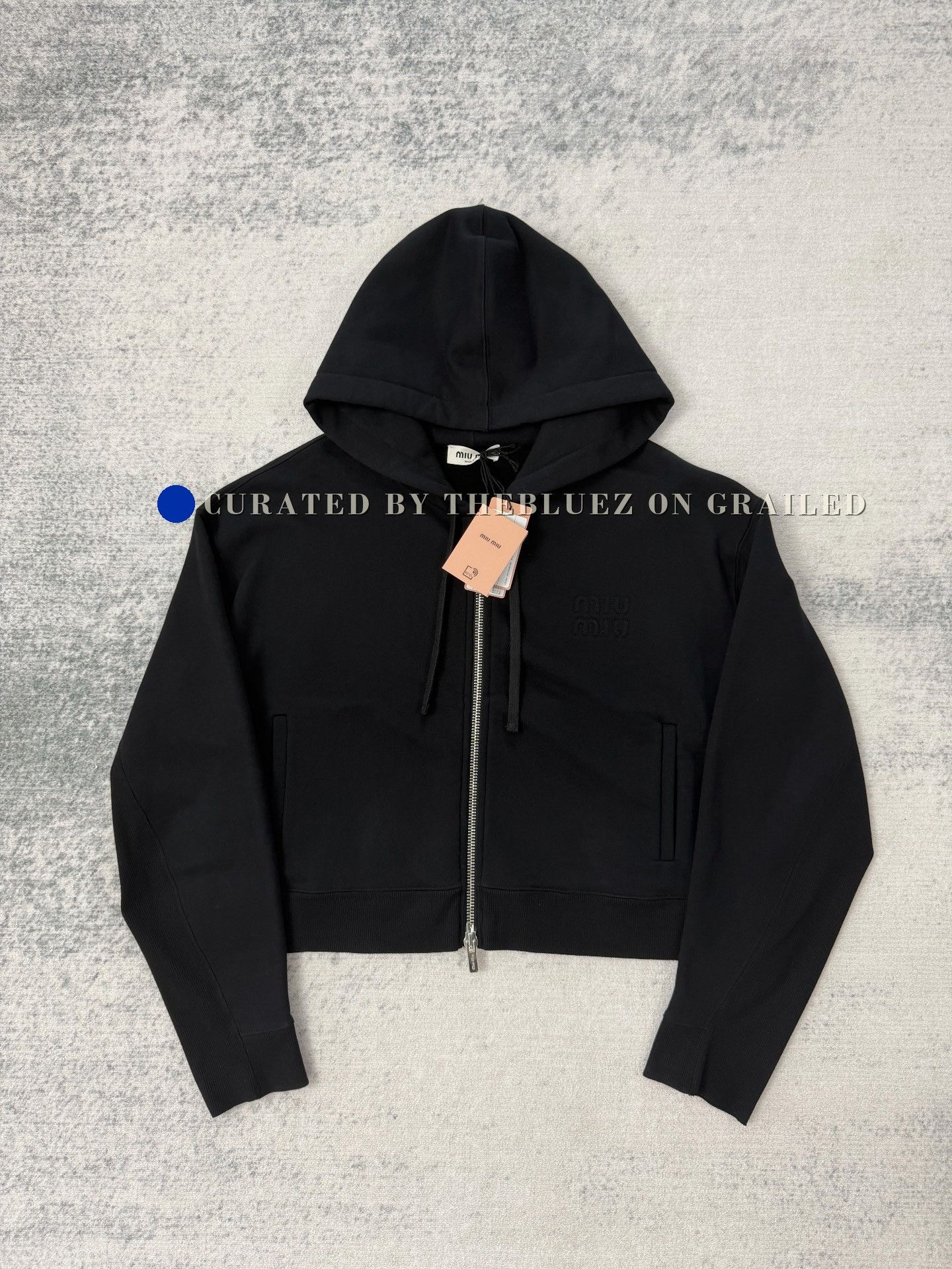 Miu Miu Miumiu Logo Embroidered Zip Hoodie Jacket Size L / US 10 / IT 46 - 1 Thumbnail