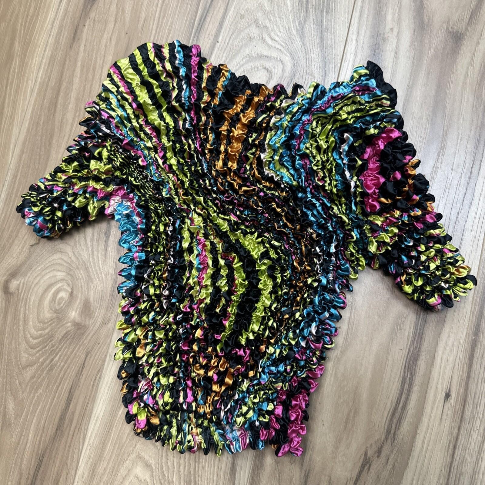 FCUK Satin Green Red Black Swirl Popcorn Magic Stretch Top Fairy Size ONE SIZE - 2 Thumbnail