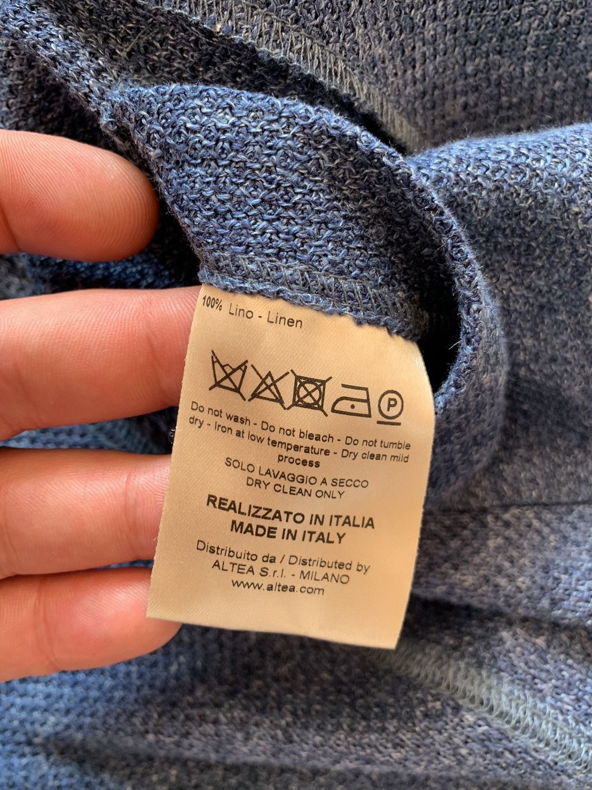 Altea Altea Alfonso Melange 100% Linen Blue Blazer L Size Size 44S - 5 Thumbnail