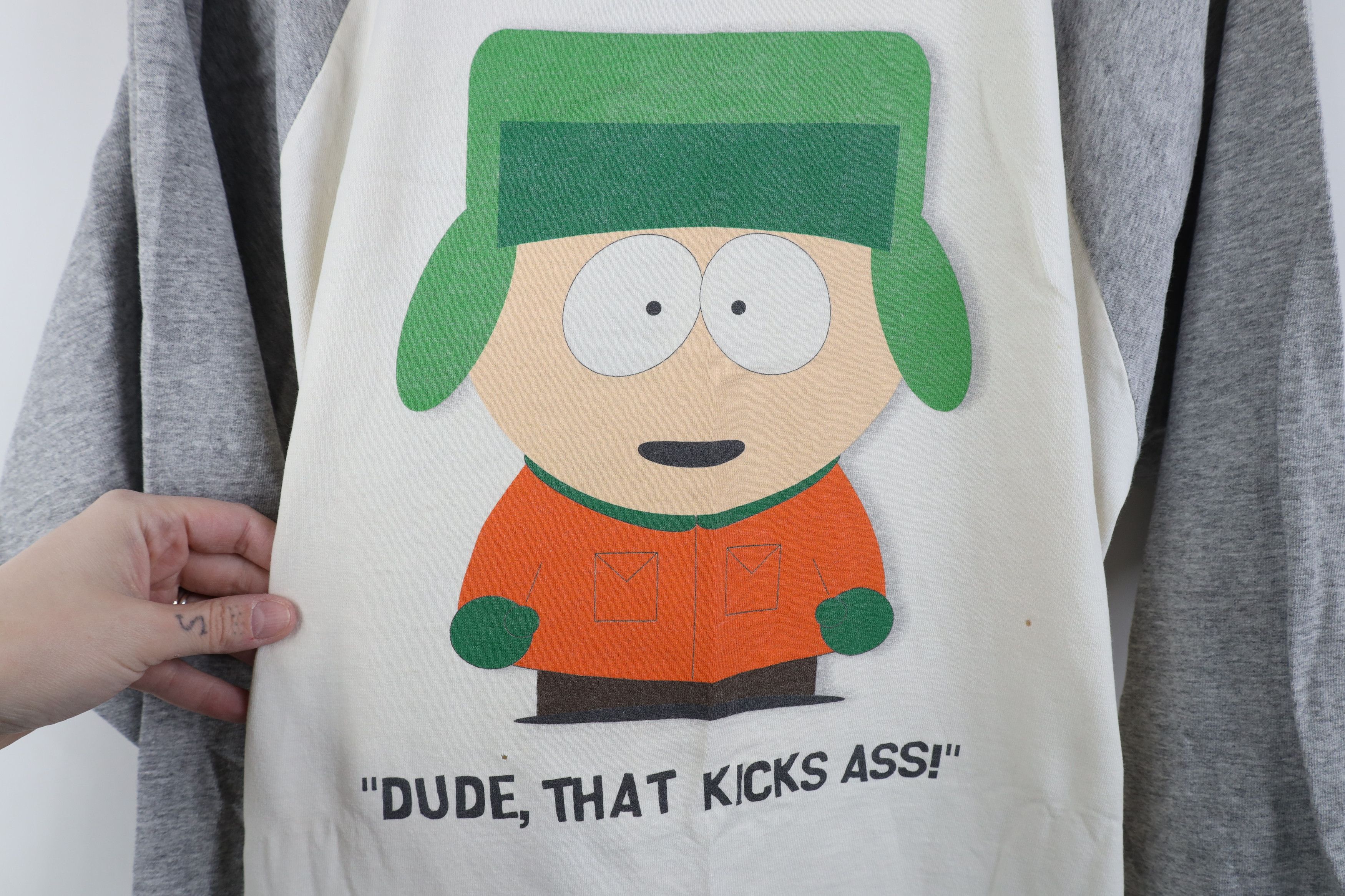 Vintage Vintage 90s South Park That Kicks Ass Raglan T-Shirt USA Size US XL / EU 56 / 4 - 4 Thumbnail