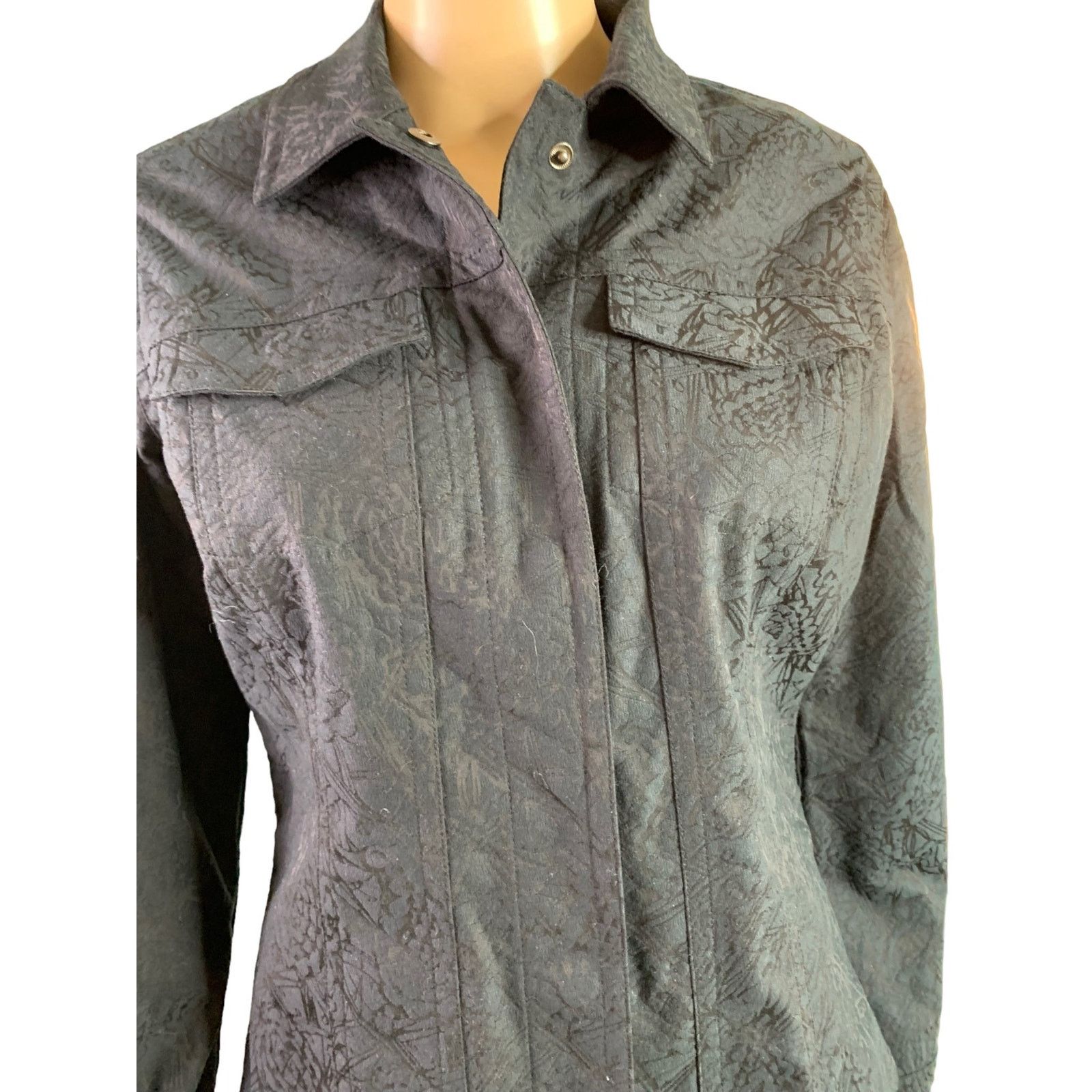 Chicos Chico's Women's Size 0 US 4 Mid-Length Jacket Black Size S / US 4 / IT 40 - 4 Thumbnail
