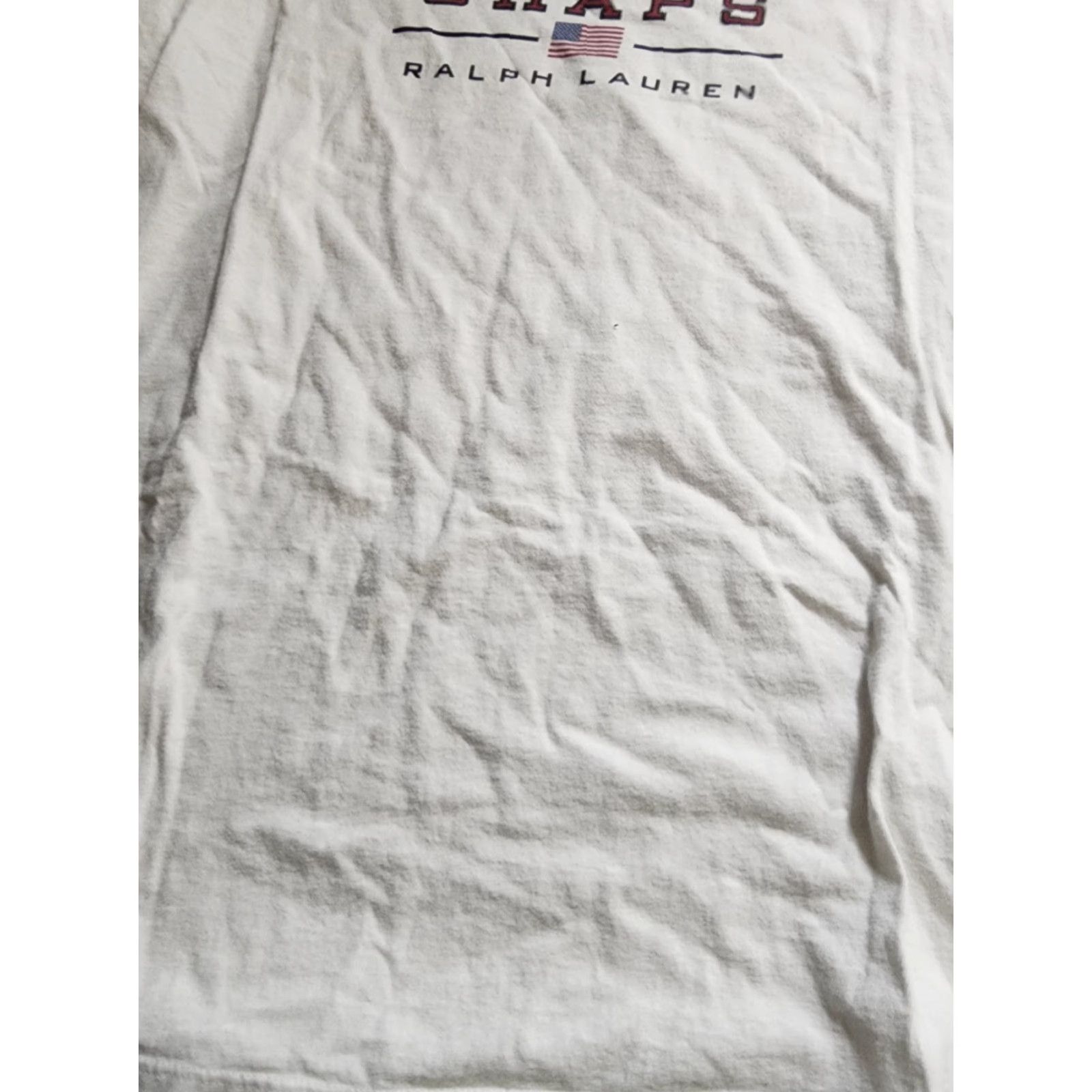 Chaps VINTAGE Chaps Ralph Lauren Spellout T Shirt Shirt Men L White 90s American Flag Distressed Size US L / EU 52-54 / 3 - 4 Thumbnail