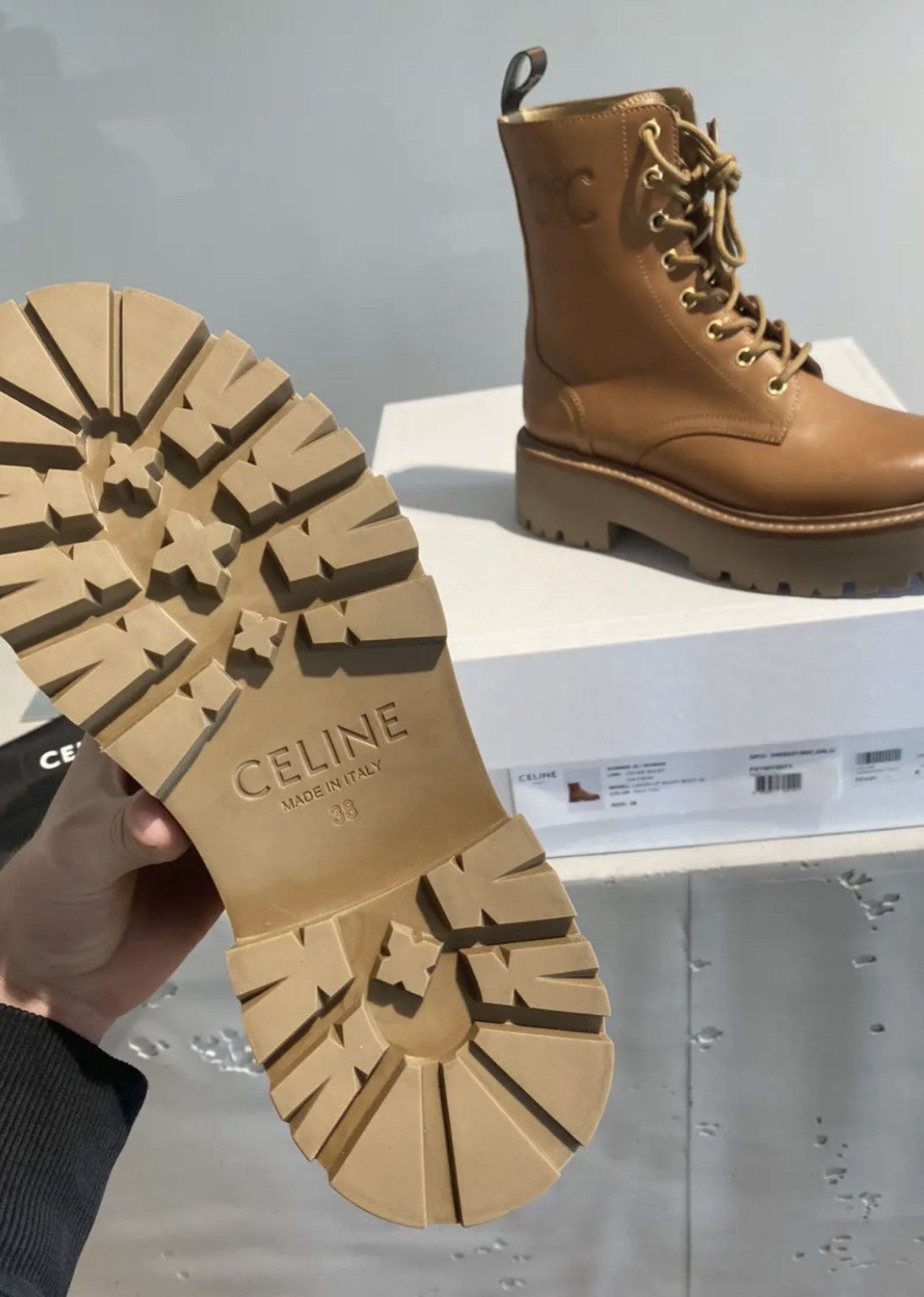 Celine Celine Leather Platform Boots with Triomphe Logo Size US 8 / IT 38 - 5 Thumbnail