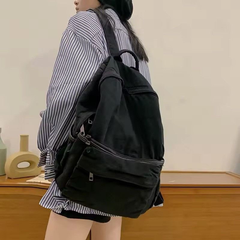 Japanese Brand Black Canvas Backpack Size ONE SIZE - 3 Thumbnail