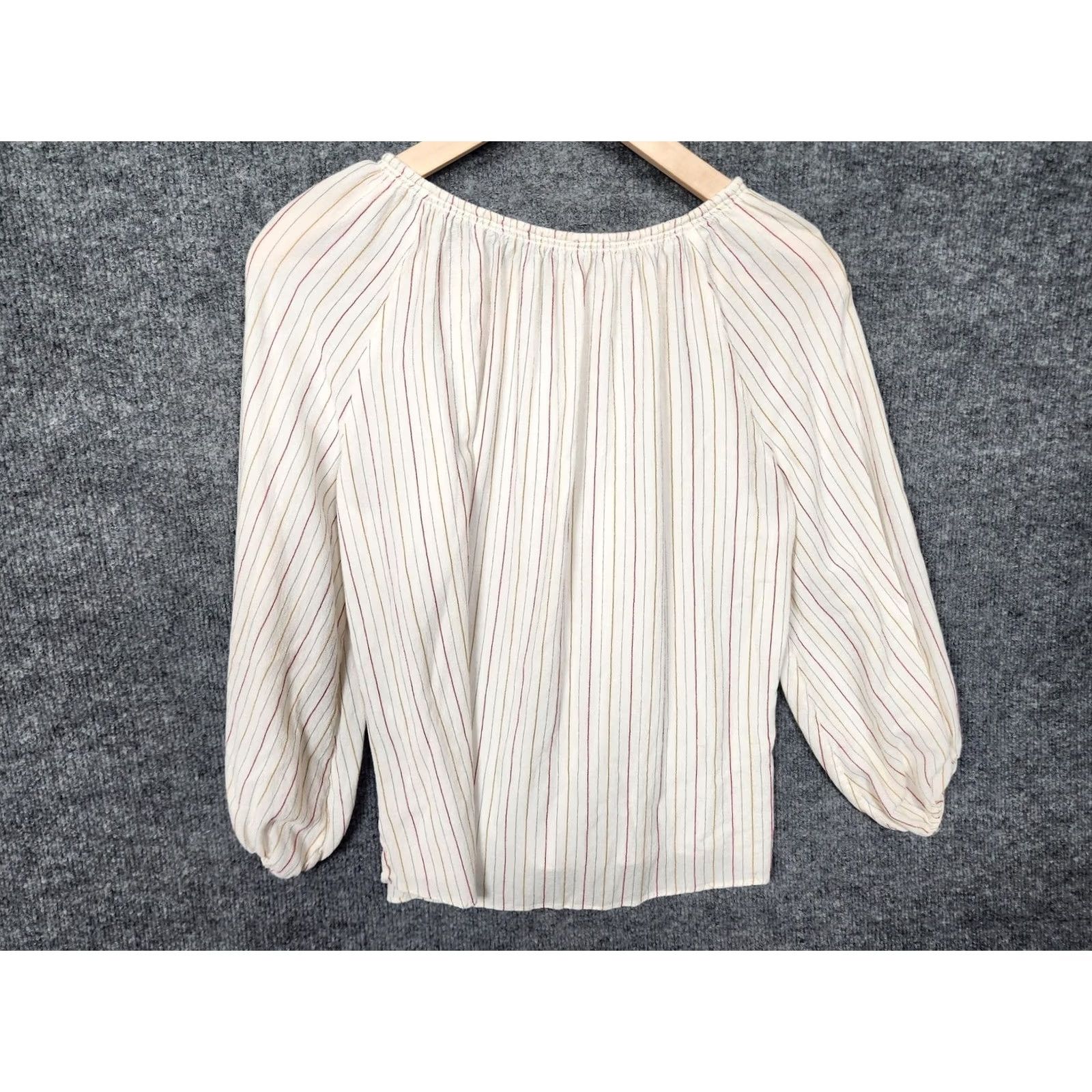 Massimo Dutti Massimo Dutti Womens 4 White Stripe Peasant Blouse Long Sleeve Boho Shirt Top Size S / US 4 / IT 40 - 7 Thumbnail