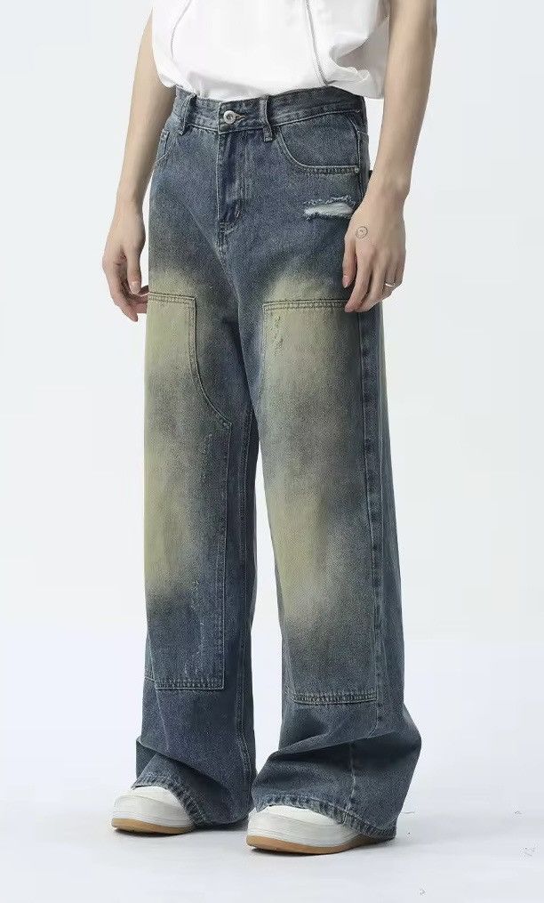 Japanese Brand × Vintage Y2K Men Patched Straight Wide Leg Jean Size US 31 - 4 Thumbnail