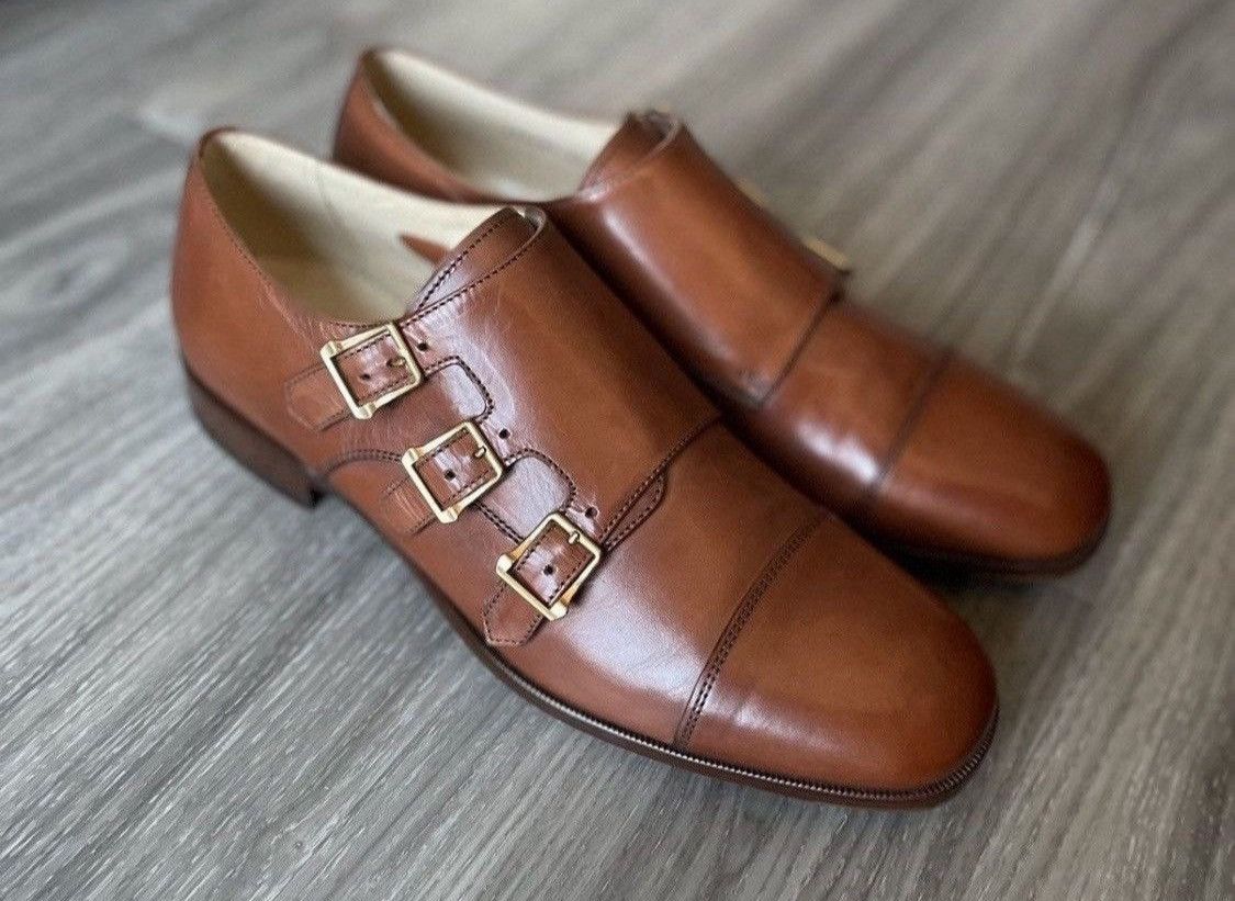Alexander McQueen Italian Tan Triple Monkstraps Size US 10 / EU 43 - 6 Thumbnail